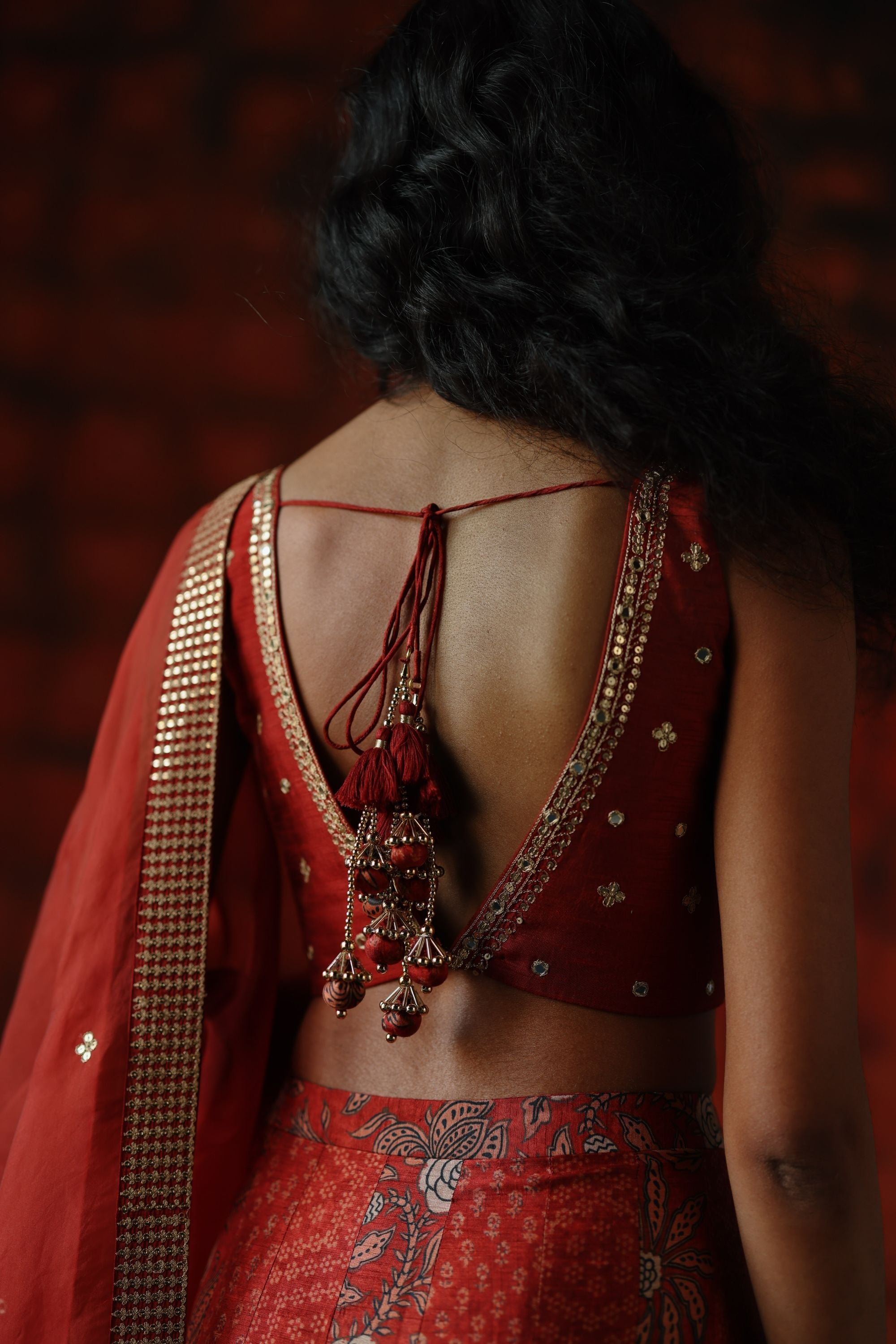 Brick red lehenga