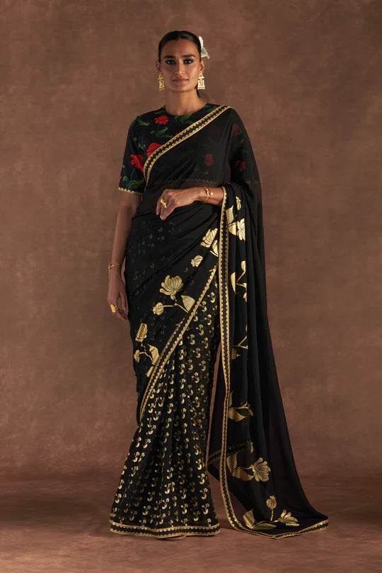 Black Springbud Saree