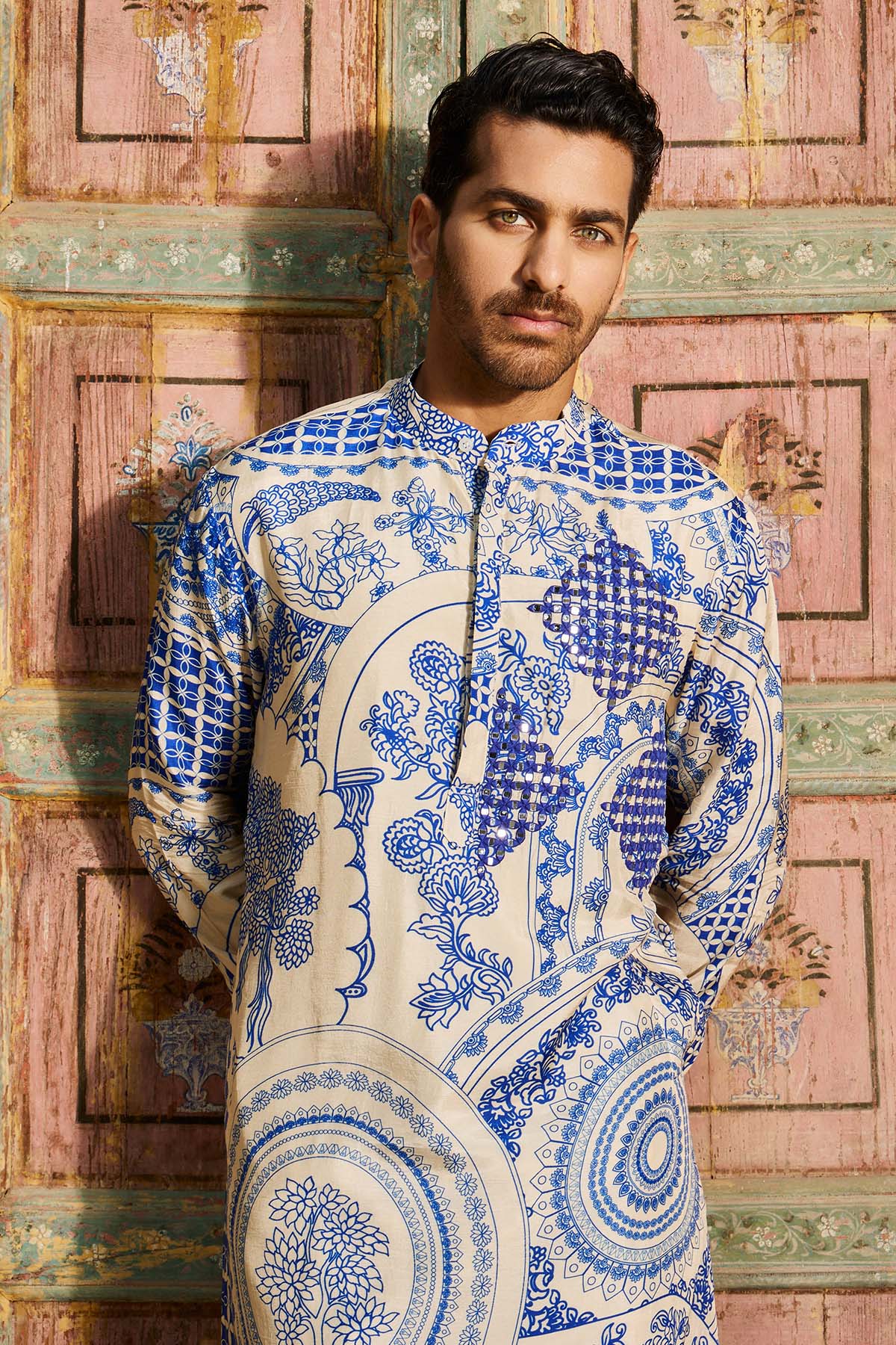 INDIGO BLUE THIKRI PRINT & HIGHLIGHTED KURTA SET - Ready To Ship