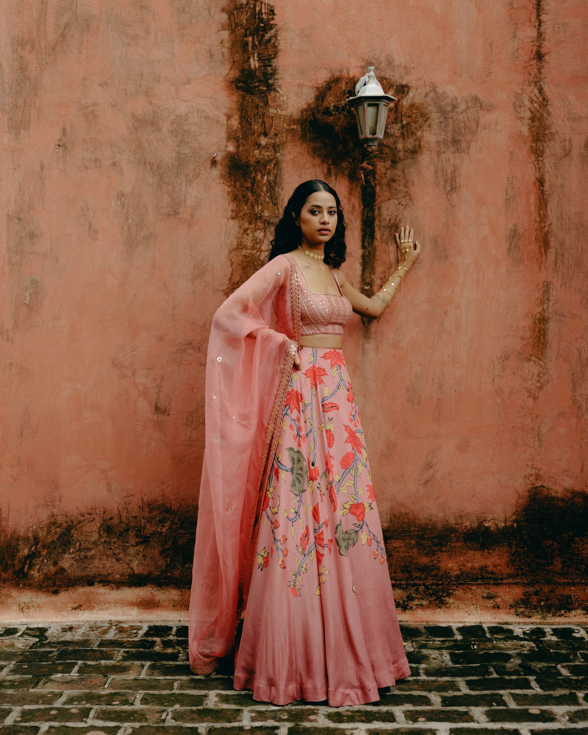 Dusty rose ombre lehenga