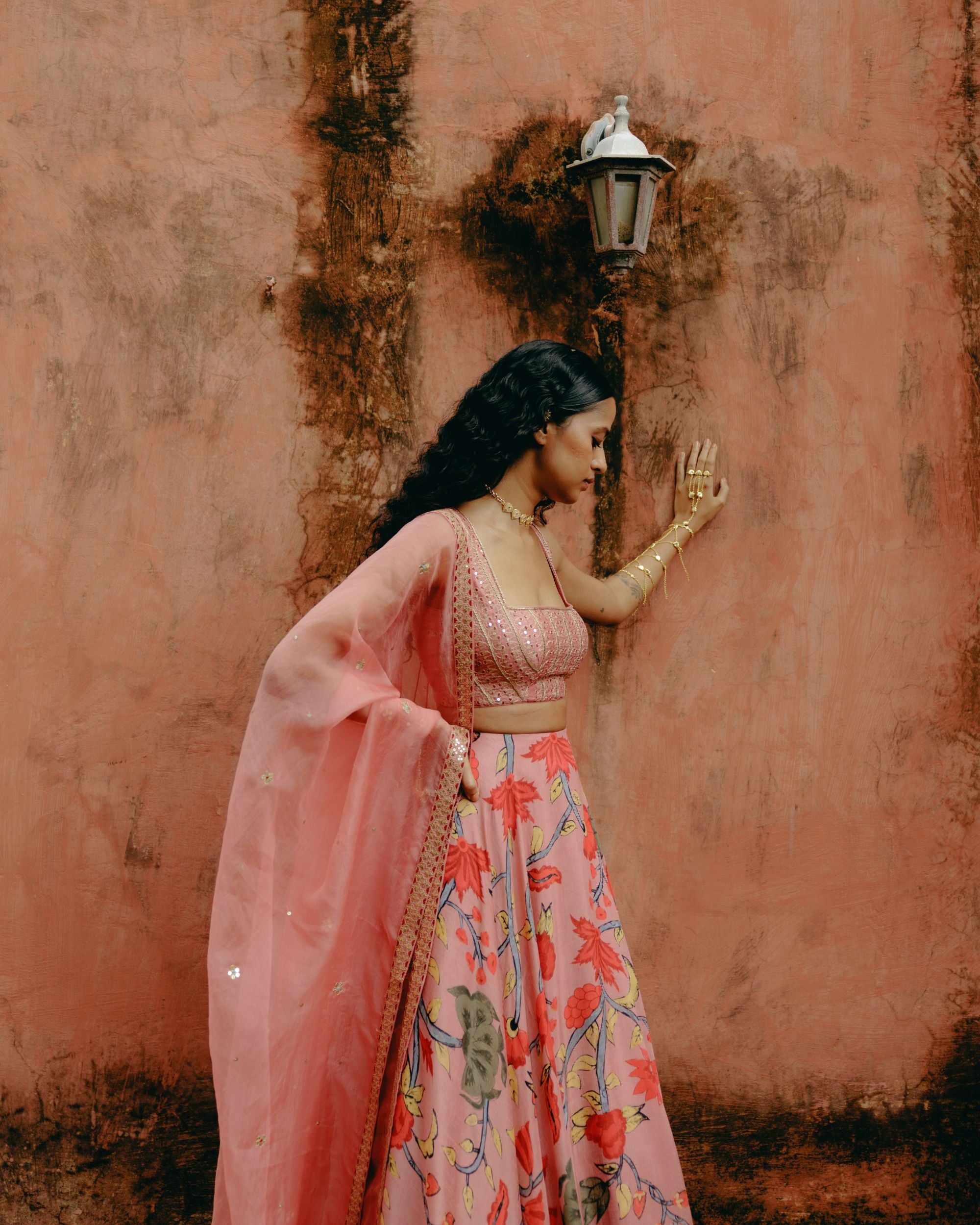 Dusty rose ombre lehenga