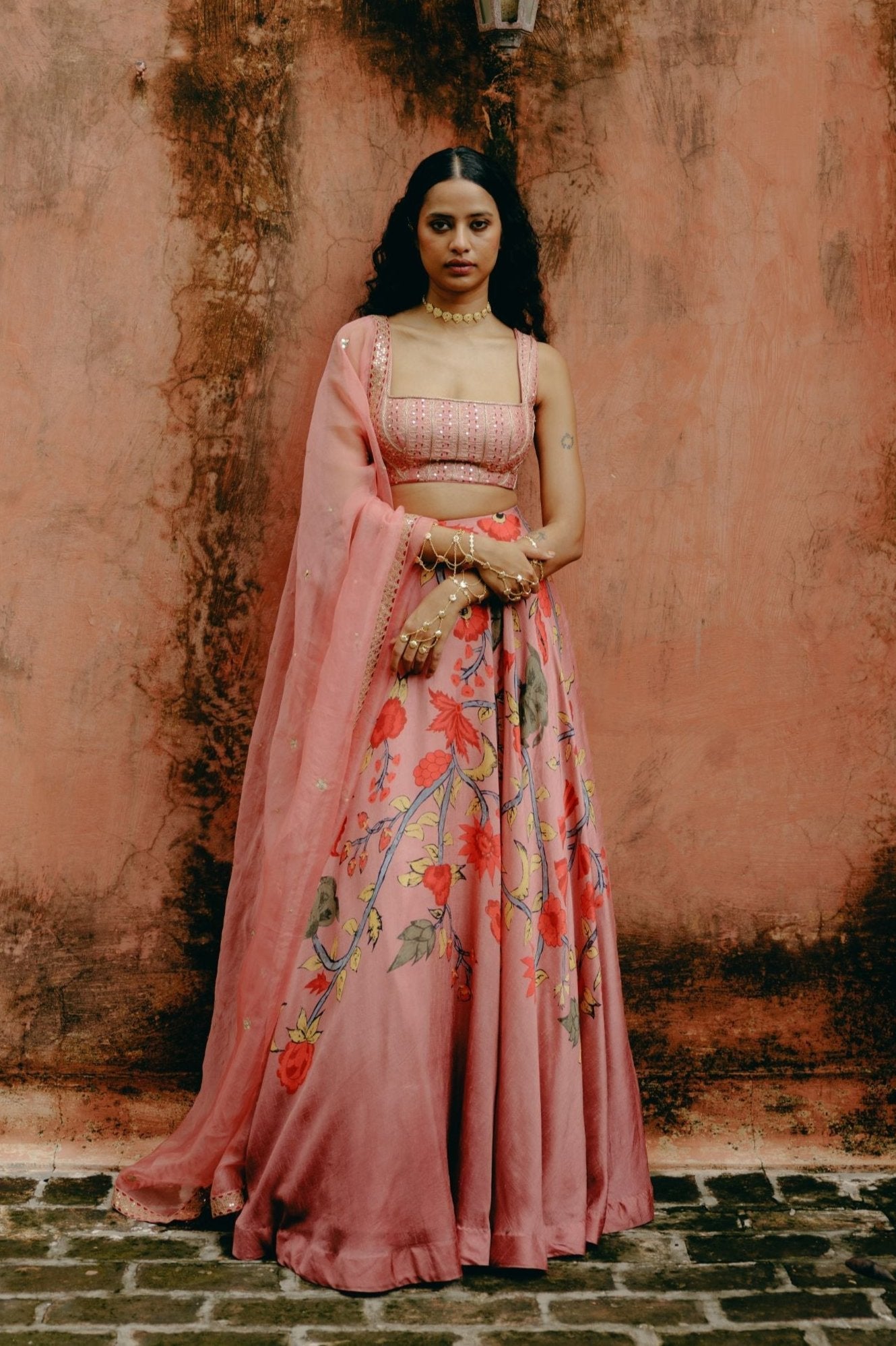 Dusty rose ombre lehenga
