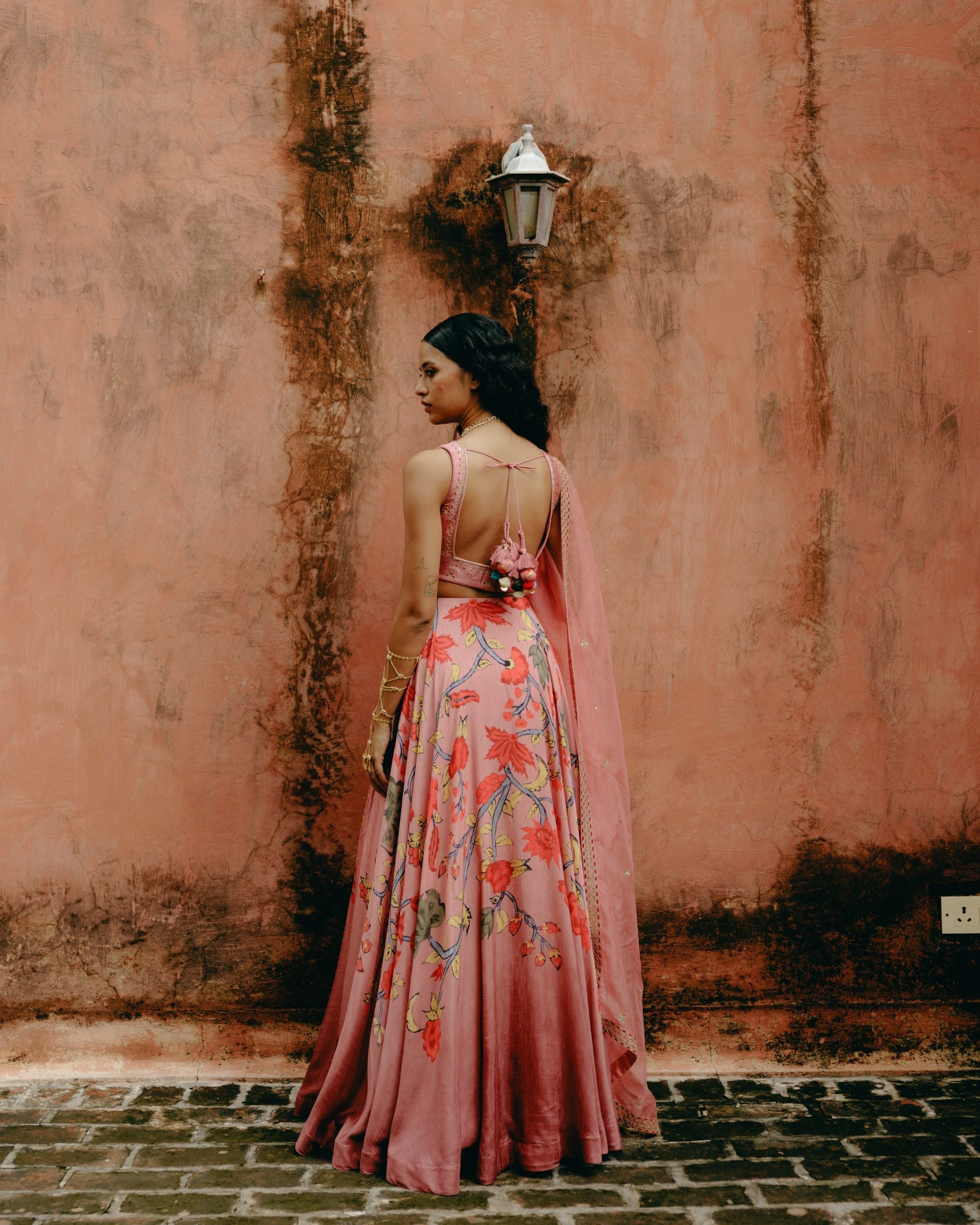 Dusty rose ombre lehenga