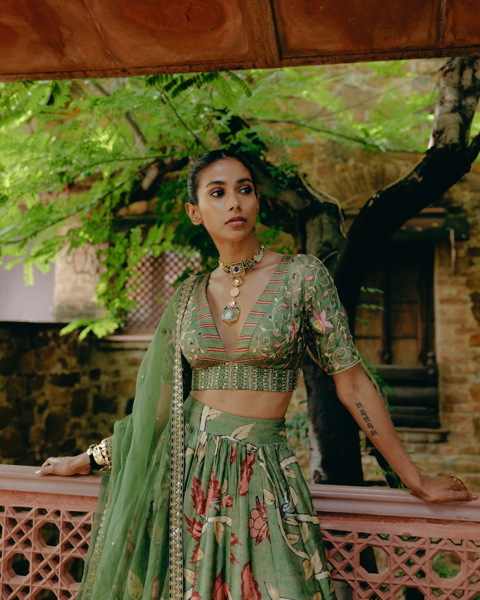 Jade green lehenga