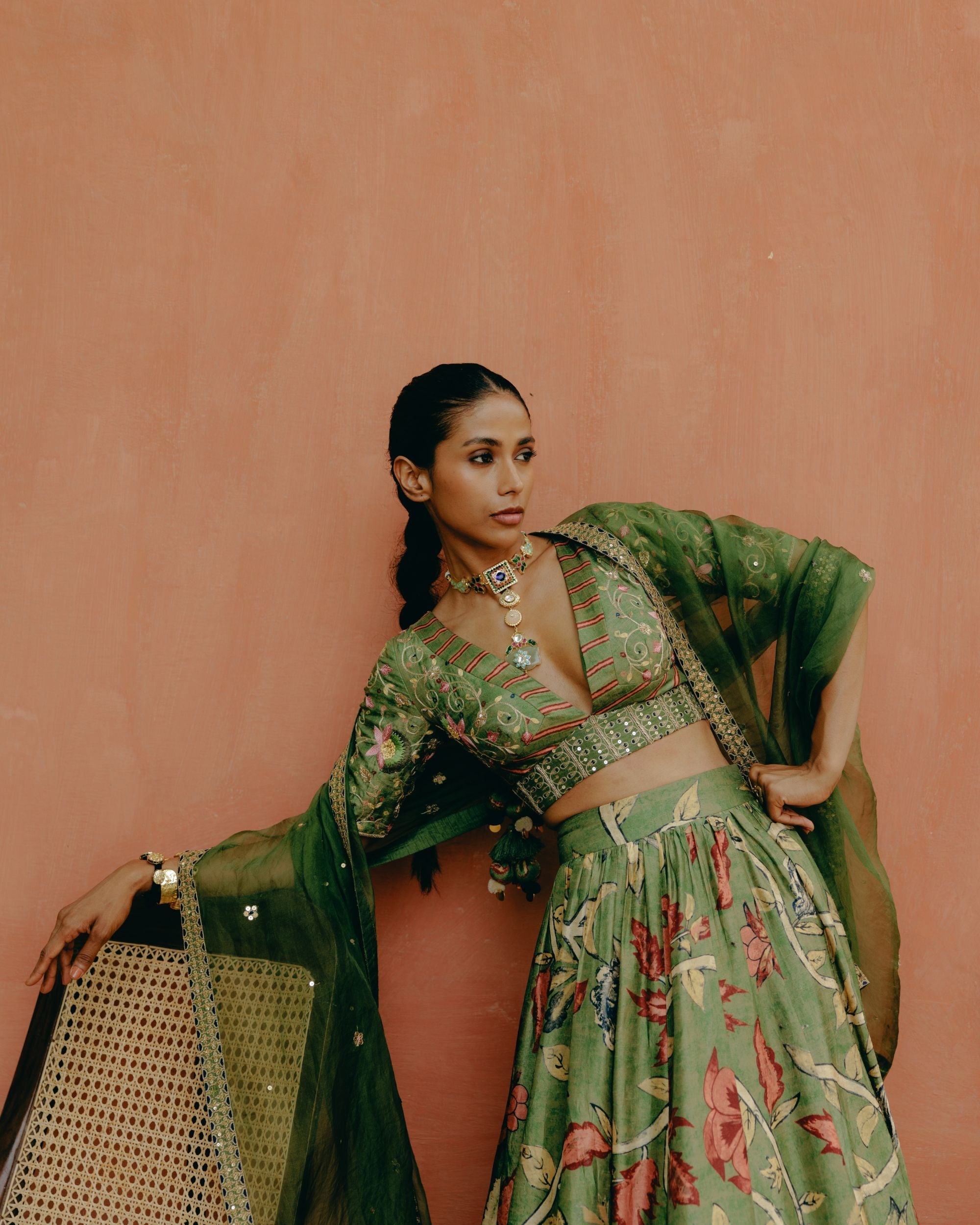 Jade green lehenga