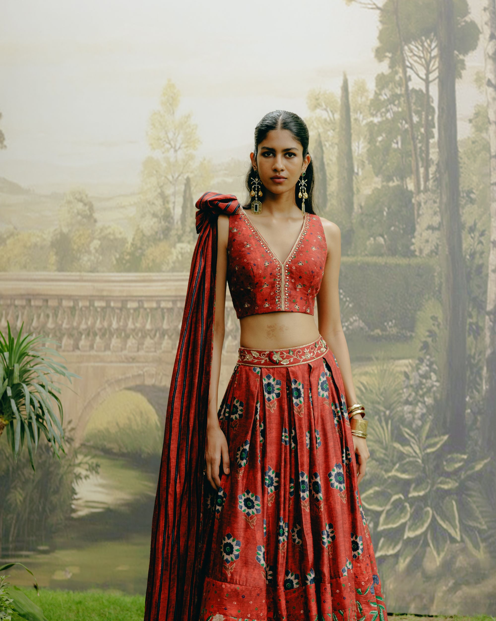 Ruby red lehenga