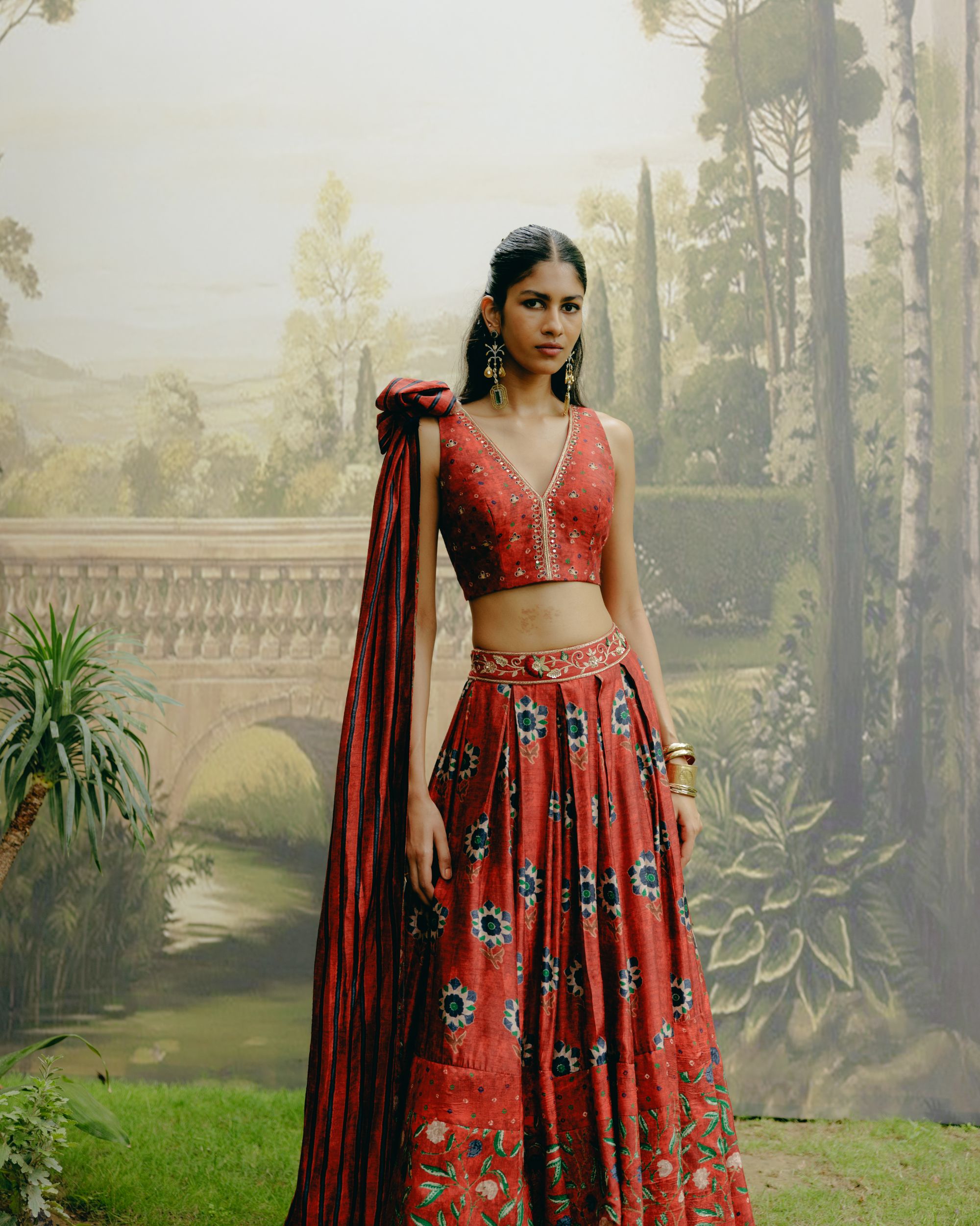 Ruby red lehenga