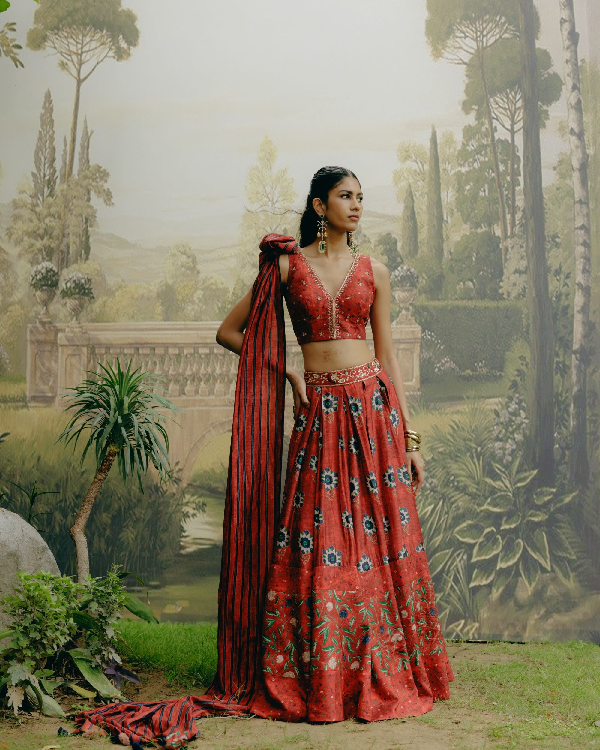 Ruby red lehenga