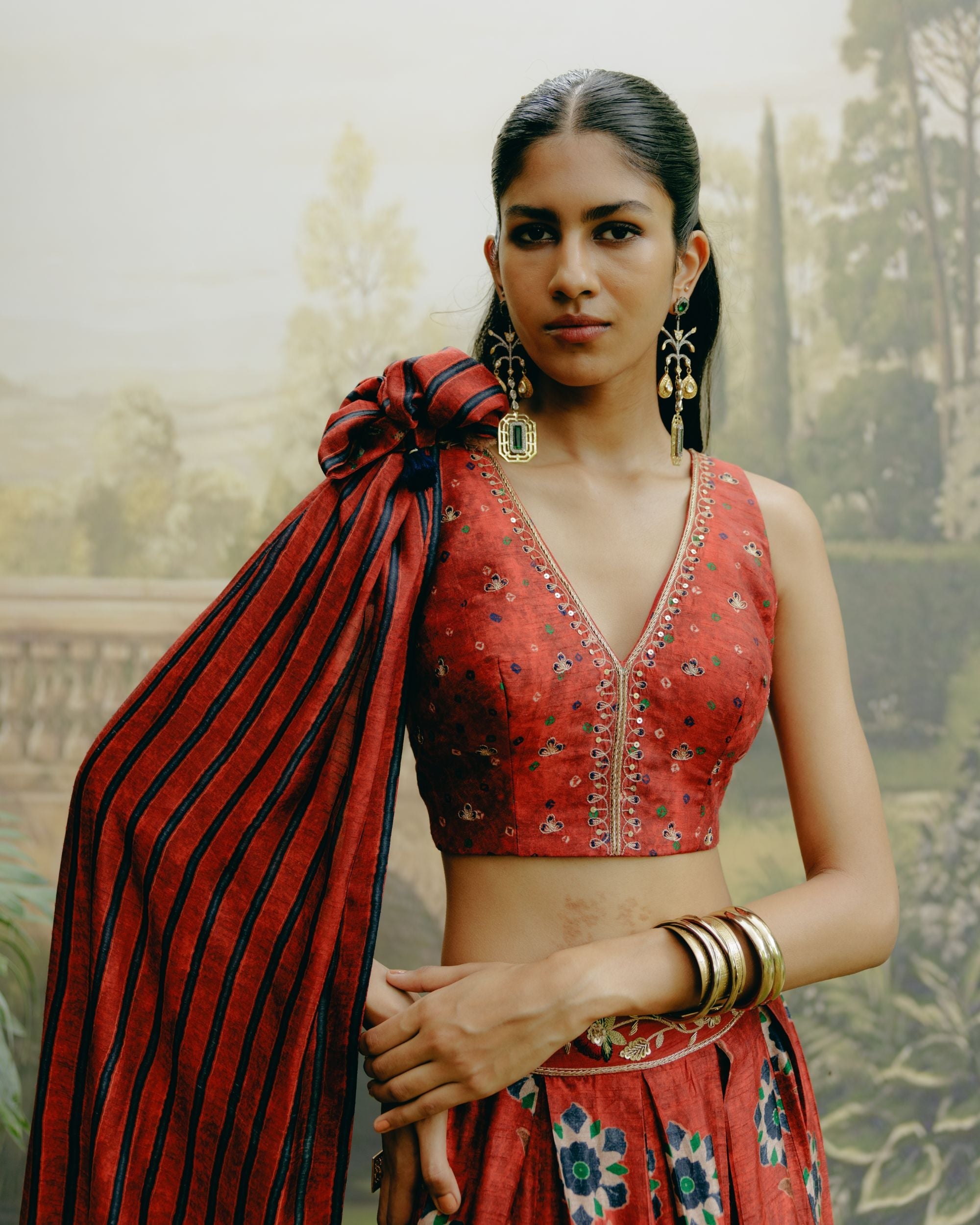 Ruby red lehenga