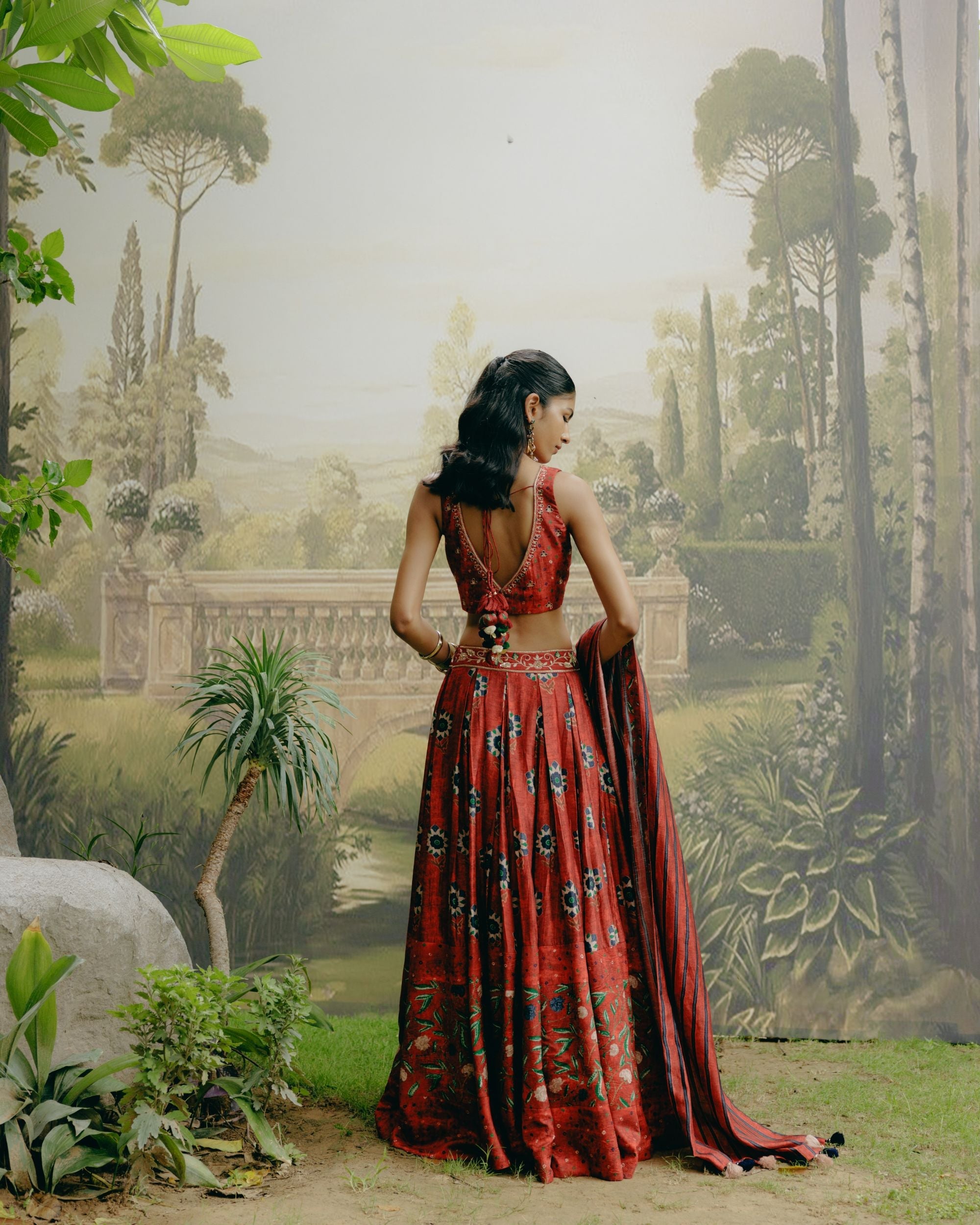 Ruby red lehenga