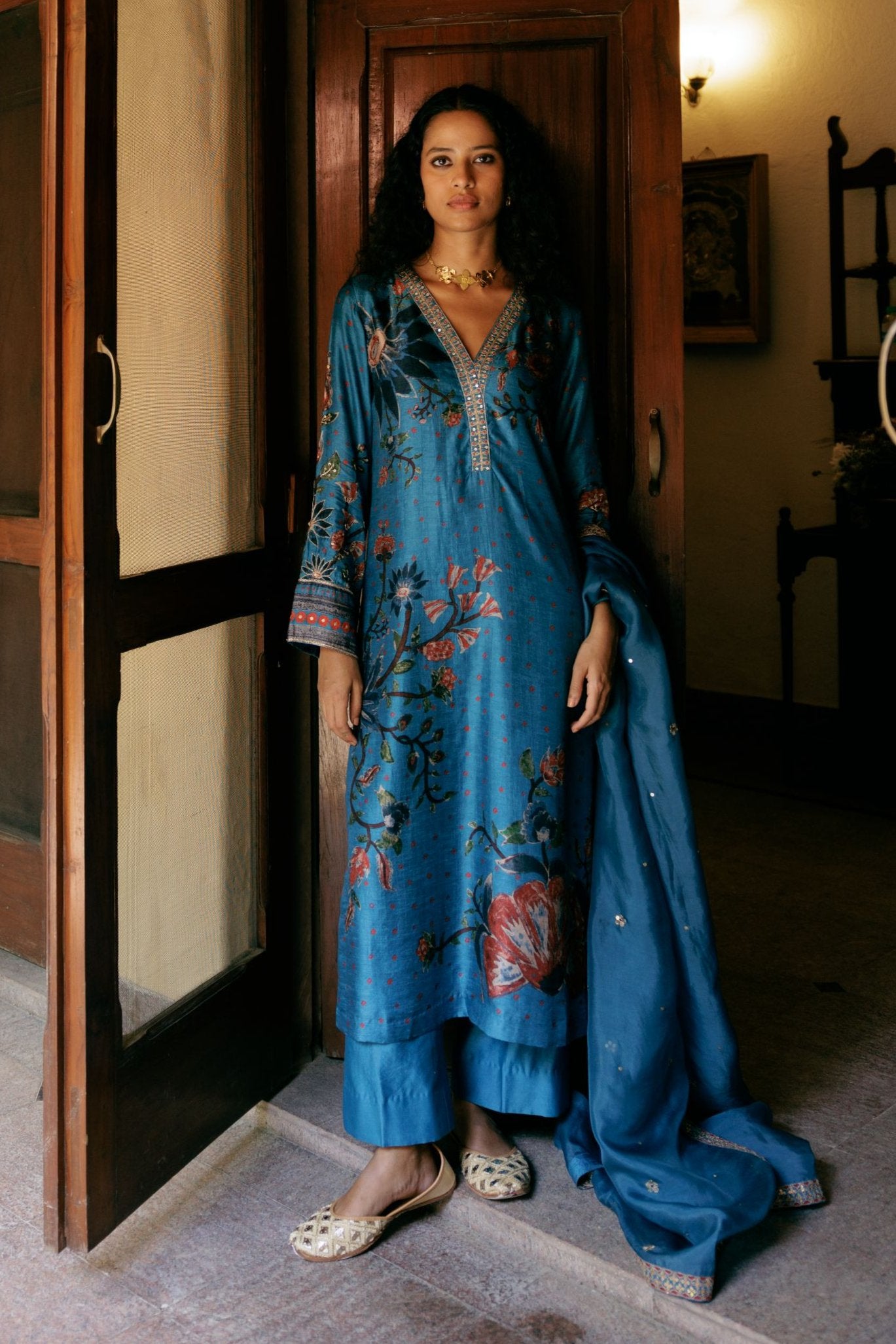 Azure blue kurta set