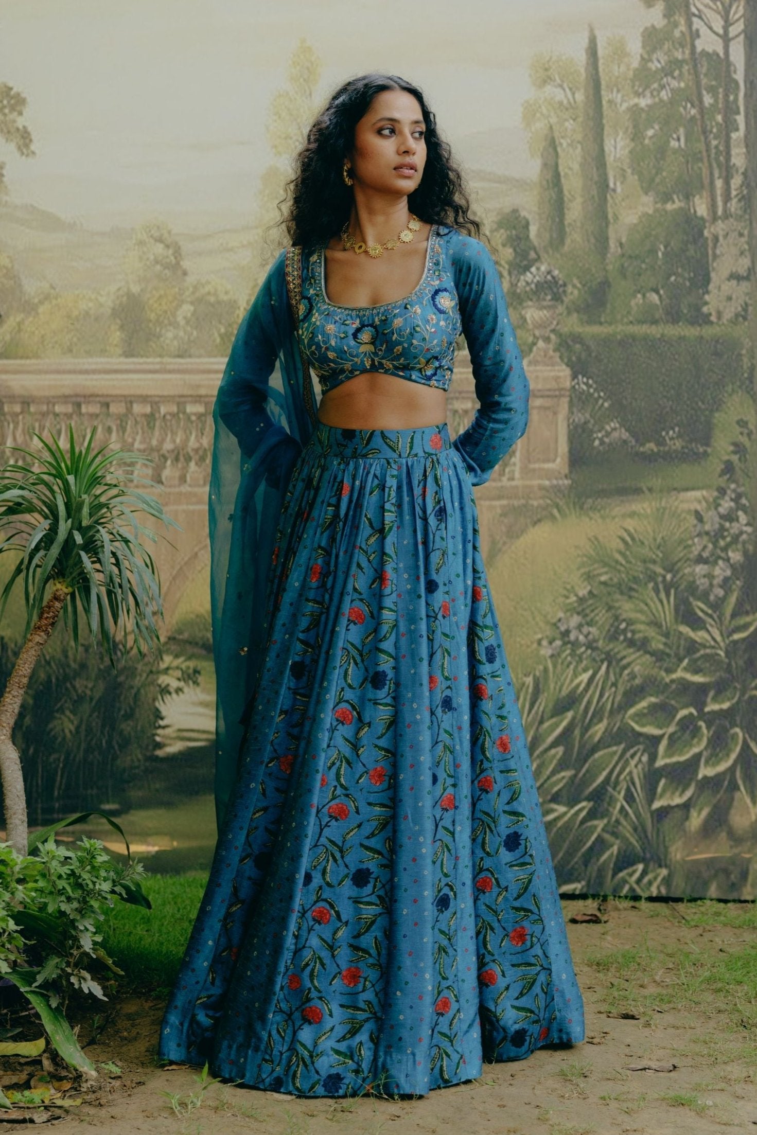 Azure blue lehenga