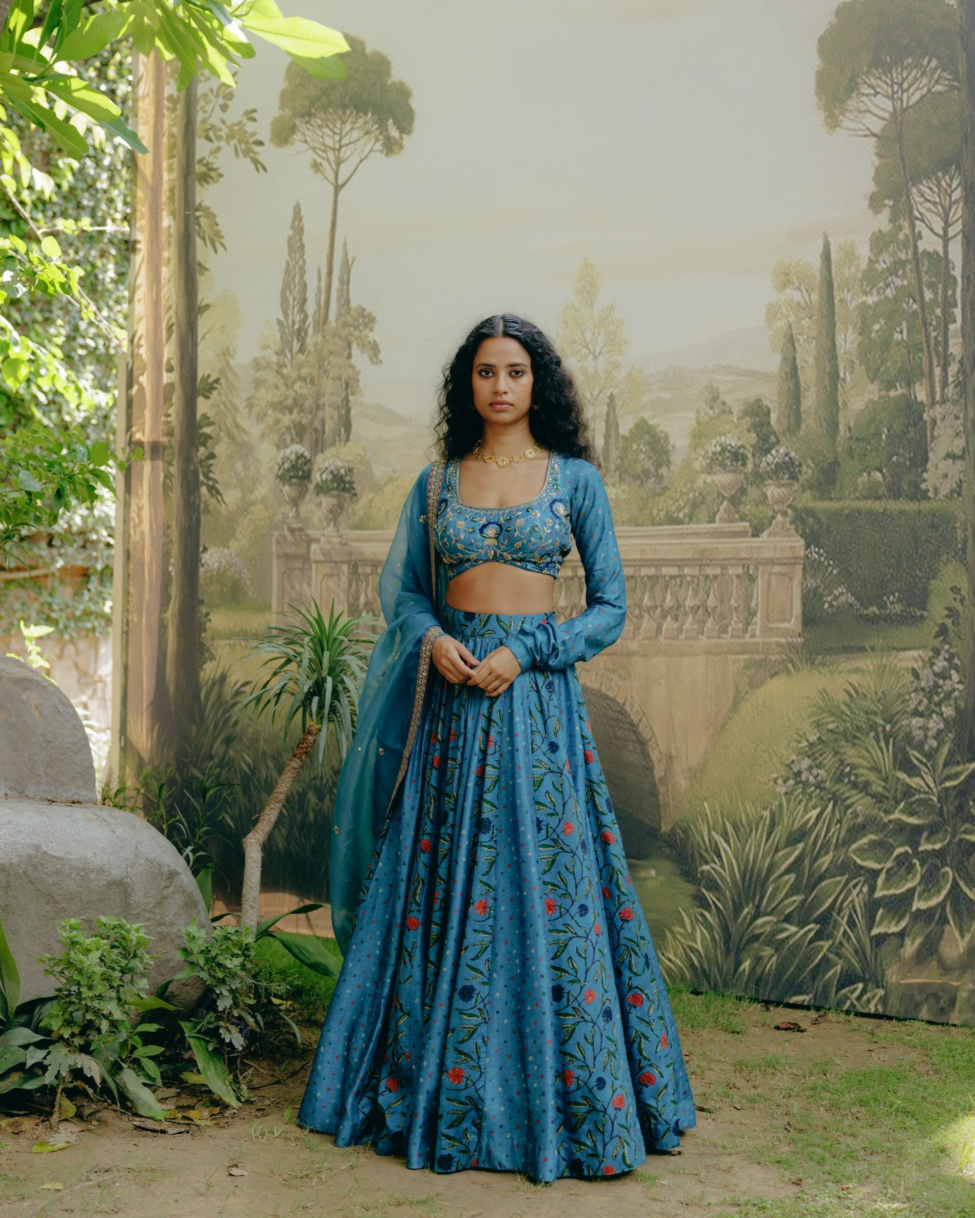 Azure blue lehenga