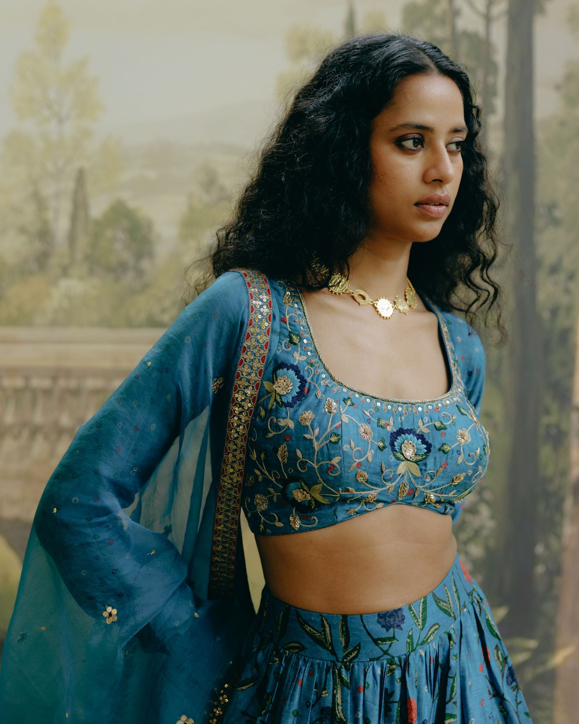 Azure blue lehenga