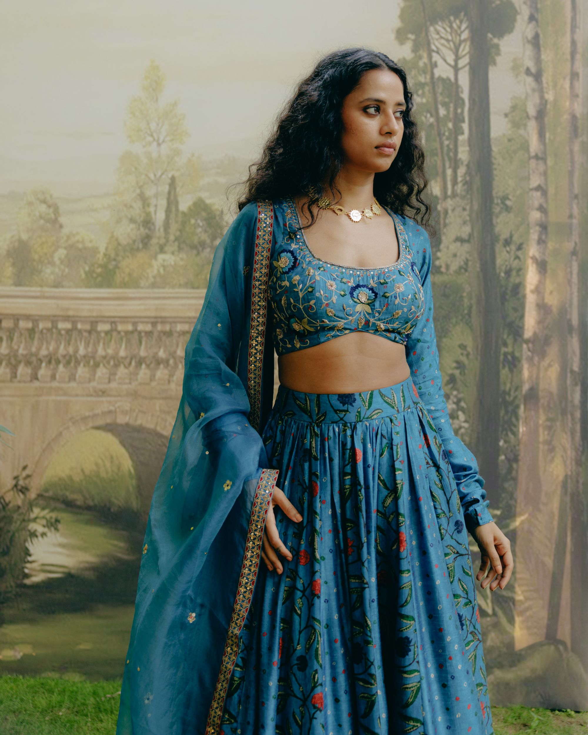 Azure blue lehenga