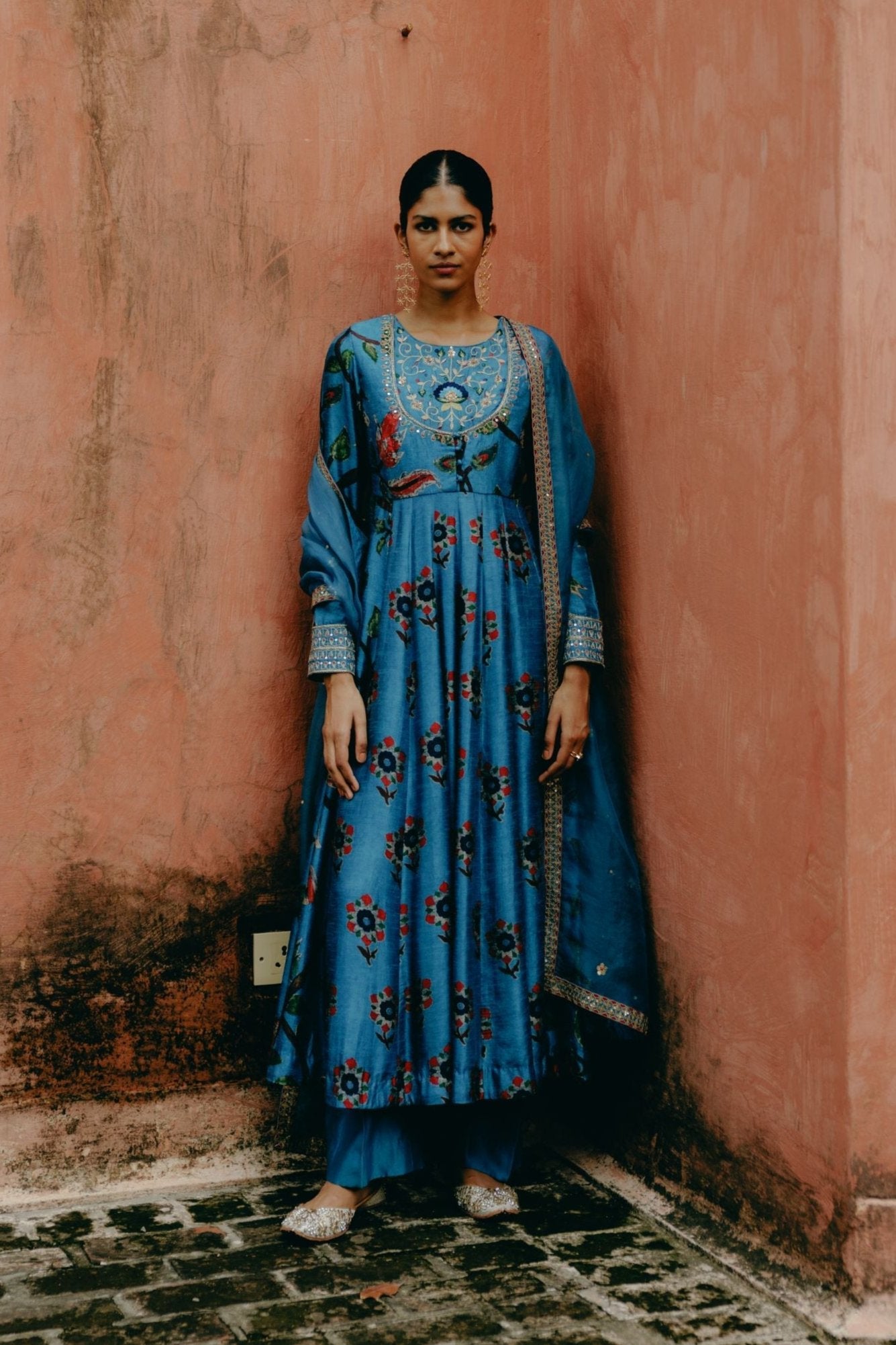 Azure blue anarkali