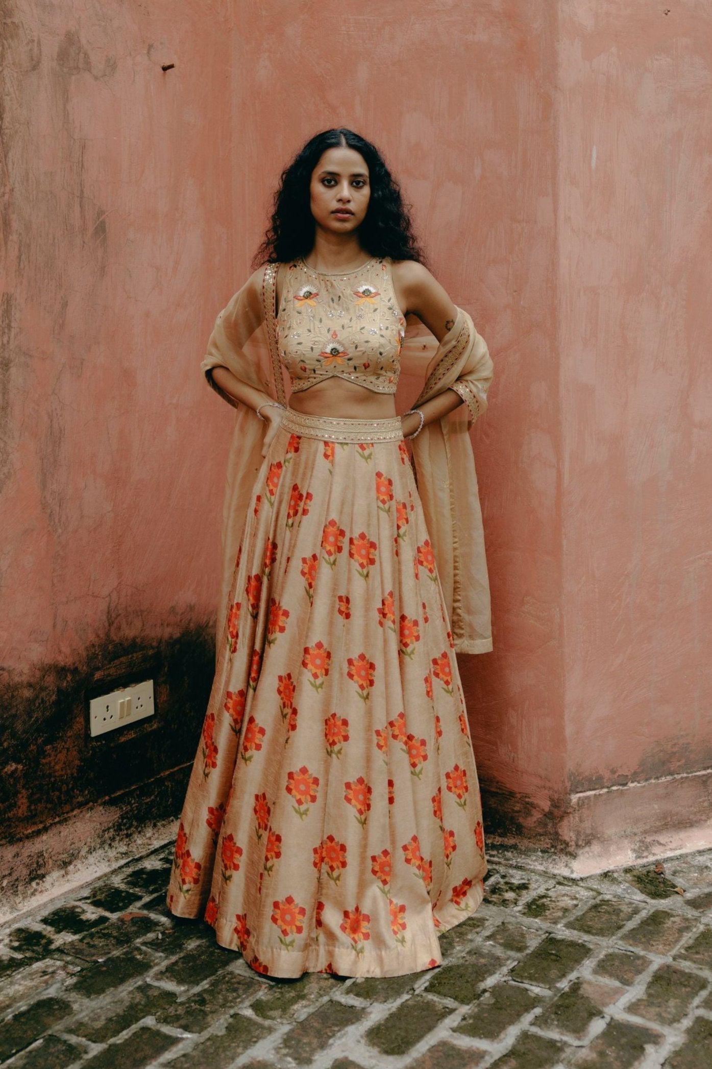 Biscuit brown lehenga