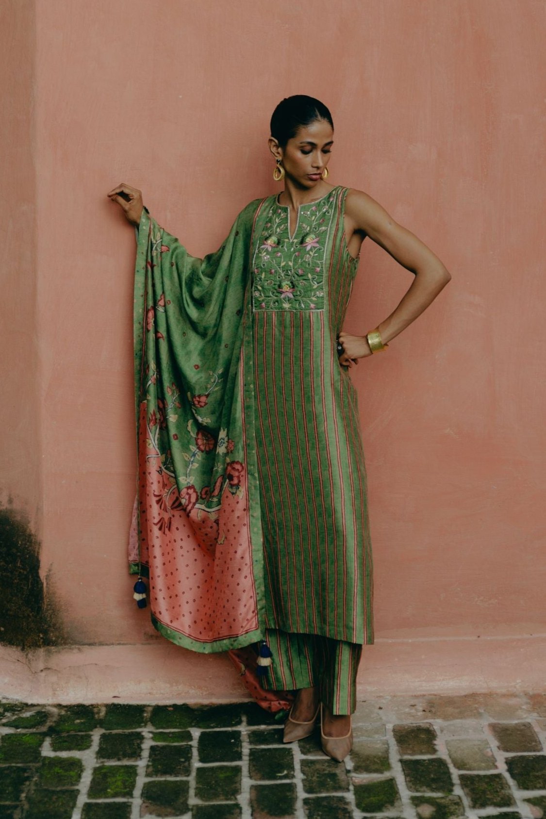 Jade green kurta set