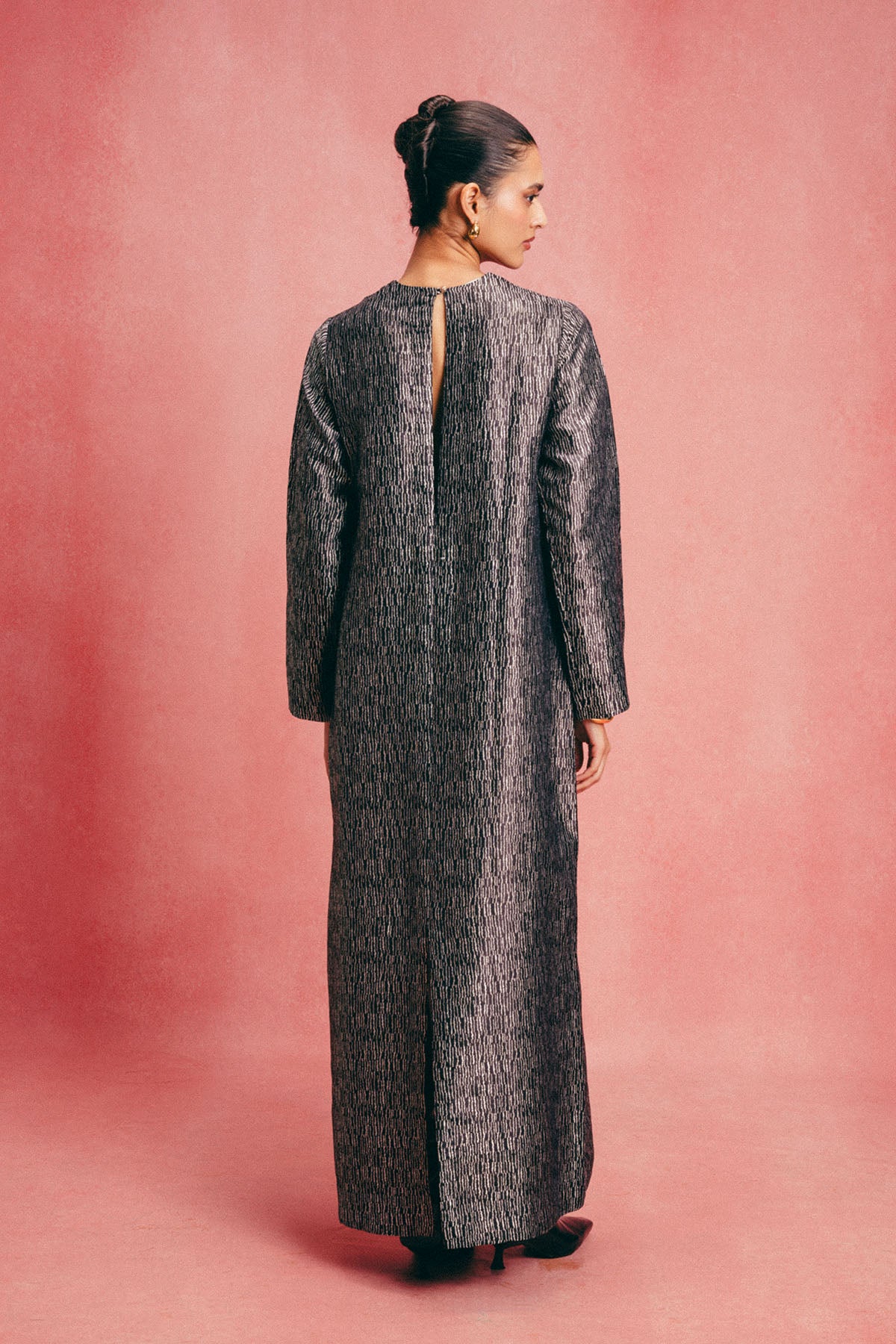 Handwoven Jet Black Banarasi Kaftan