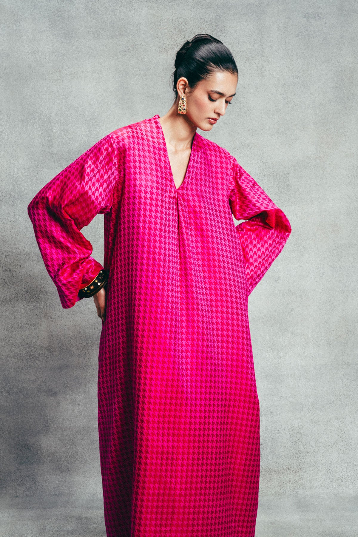 Handwoven Fuchsia Pink Gerum Kaftan