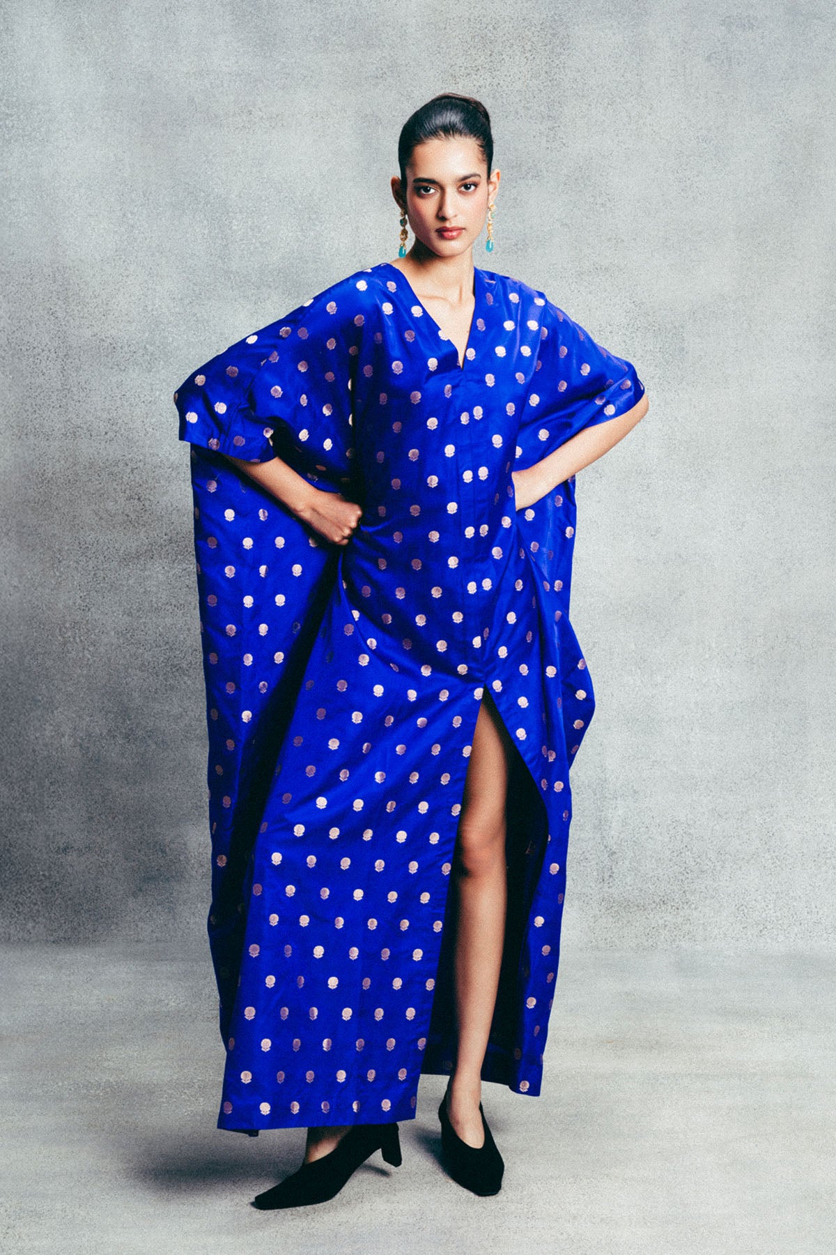 Handwoven Electric Blue Banarasi Kaftan