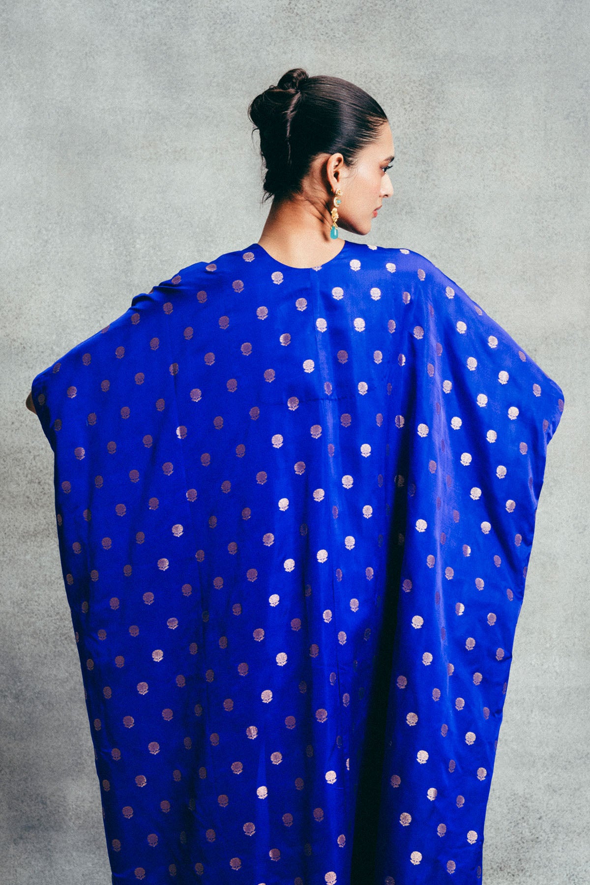 Handwoven Electric Blue Banarasi Kaftan
