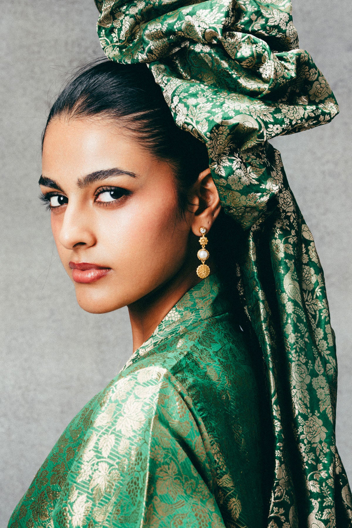 Handwoven Jade Banarasi Kaftan