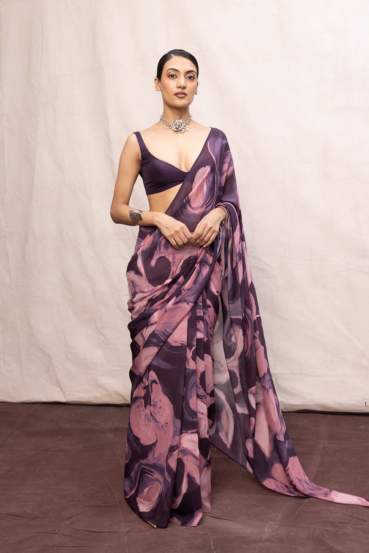 Multicolour Chiffon Digital Print Saree