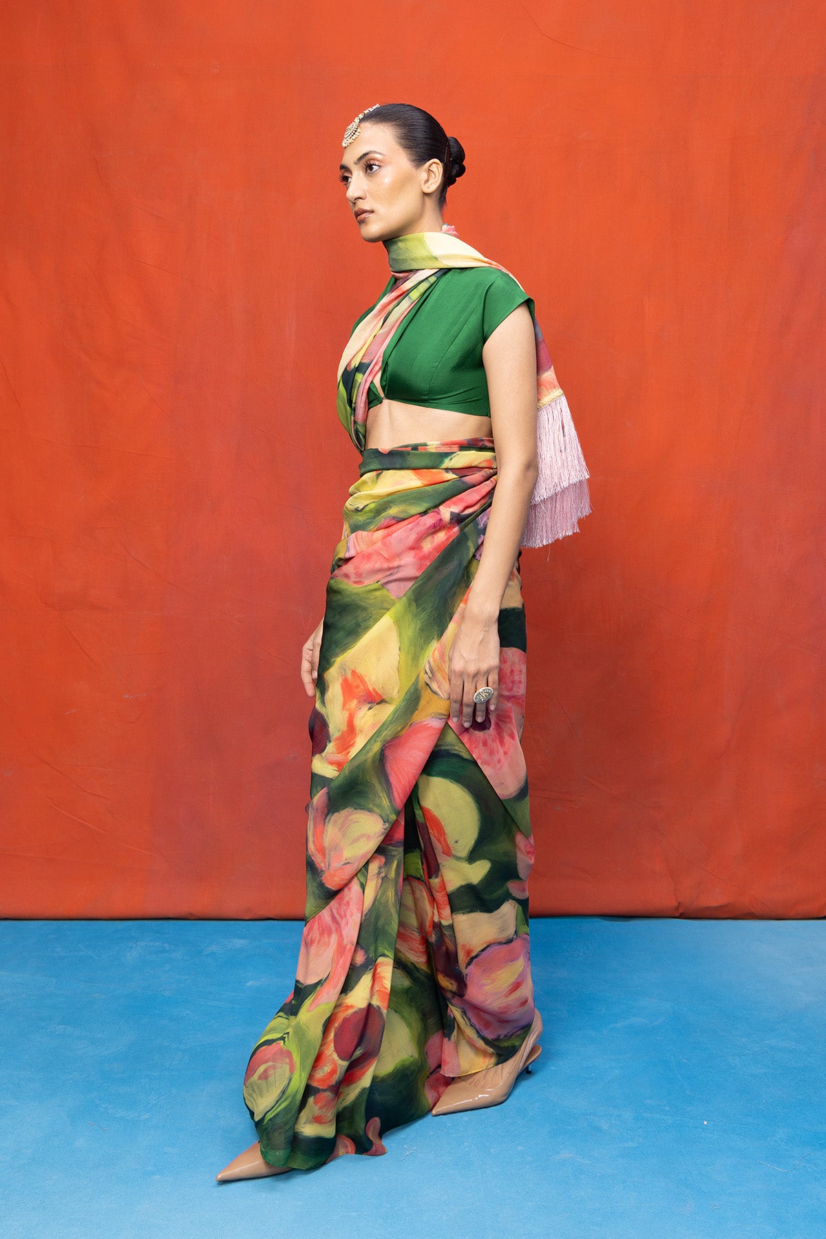 Multicolour Chiffon Digital Print Saree