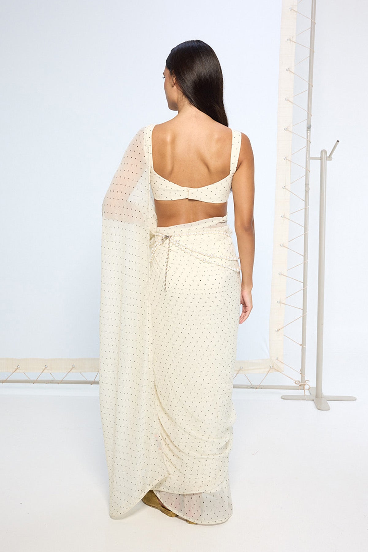 White Polka Dotted Saree