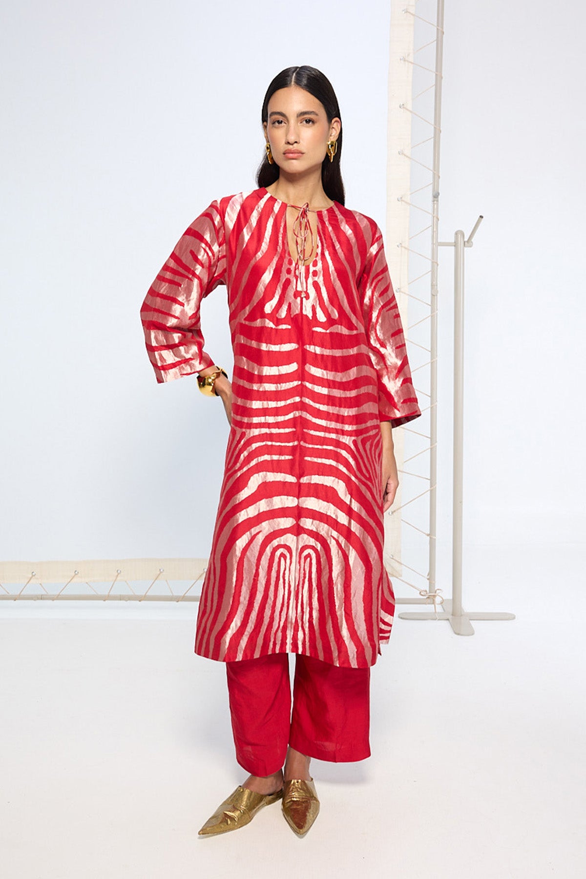Handwoven Classic Red Kurta Set