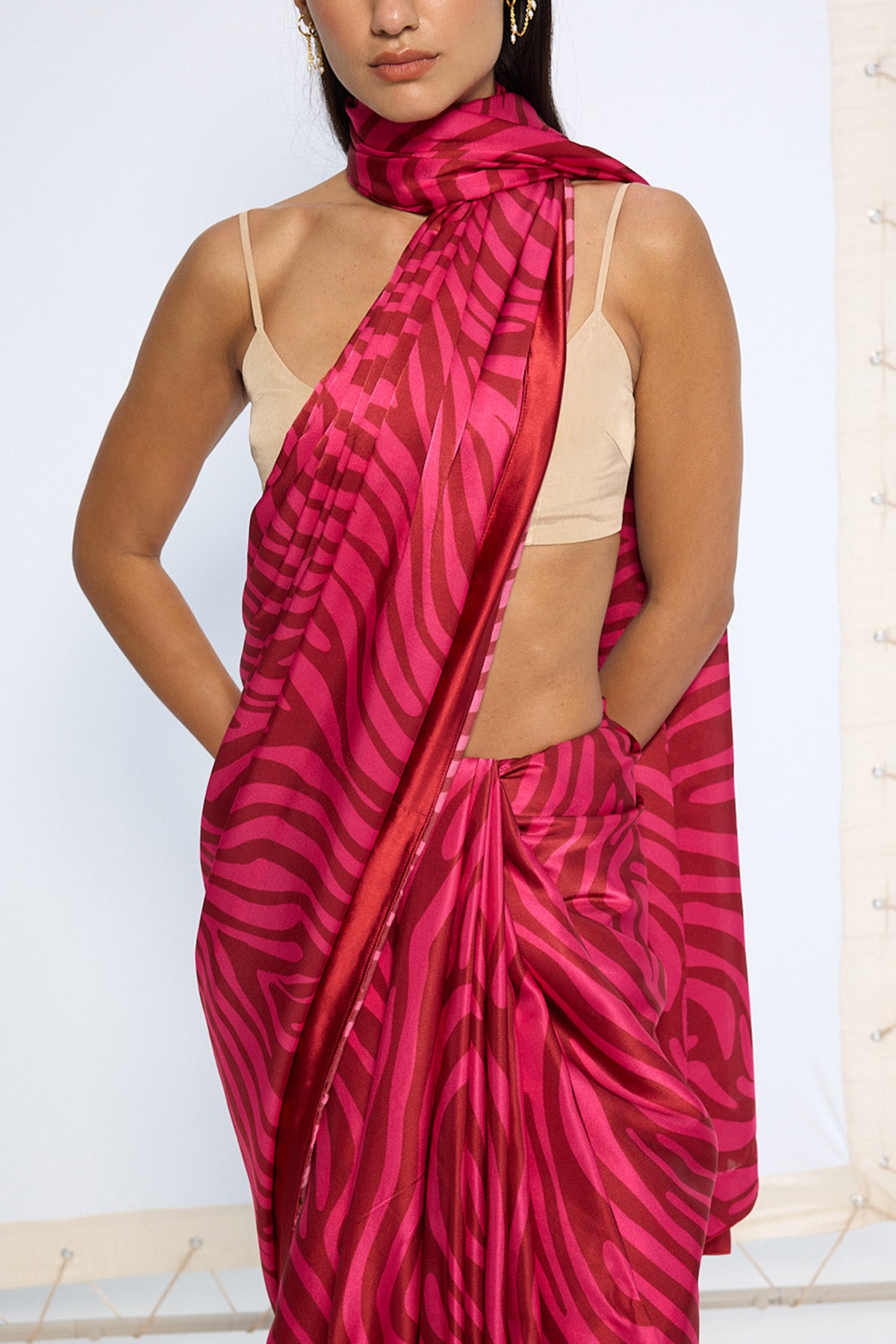 Pink Zebra Print saree