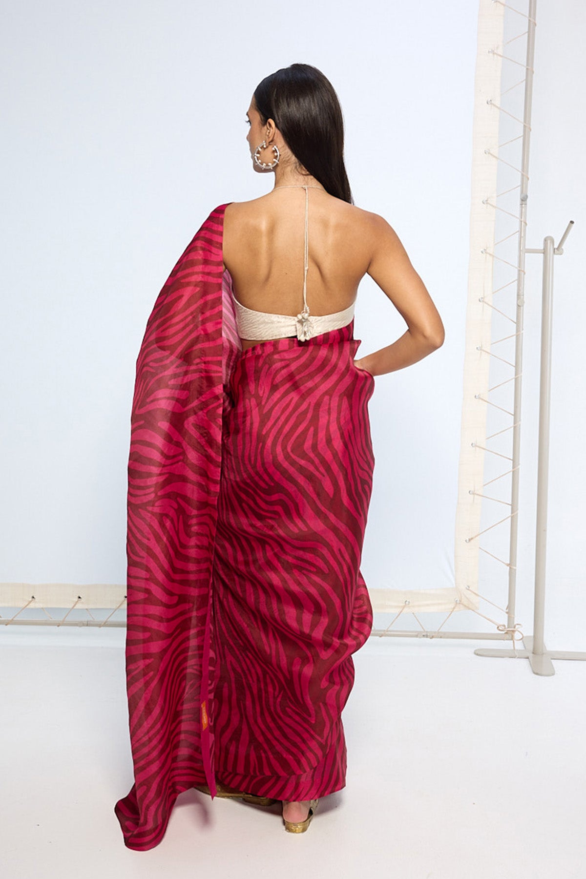 Pink Zebra Print saree