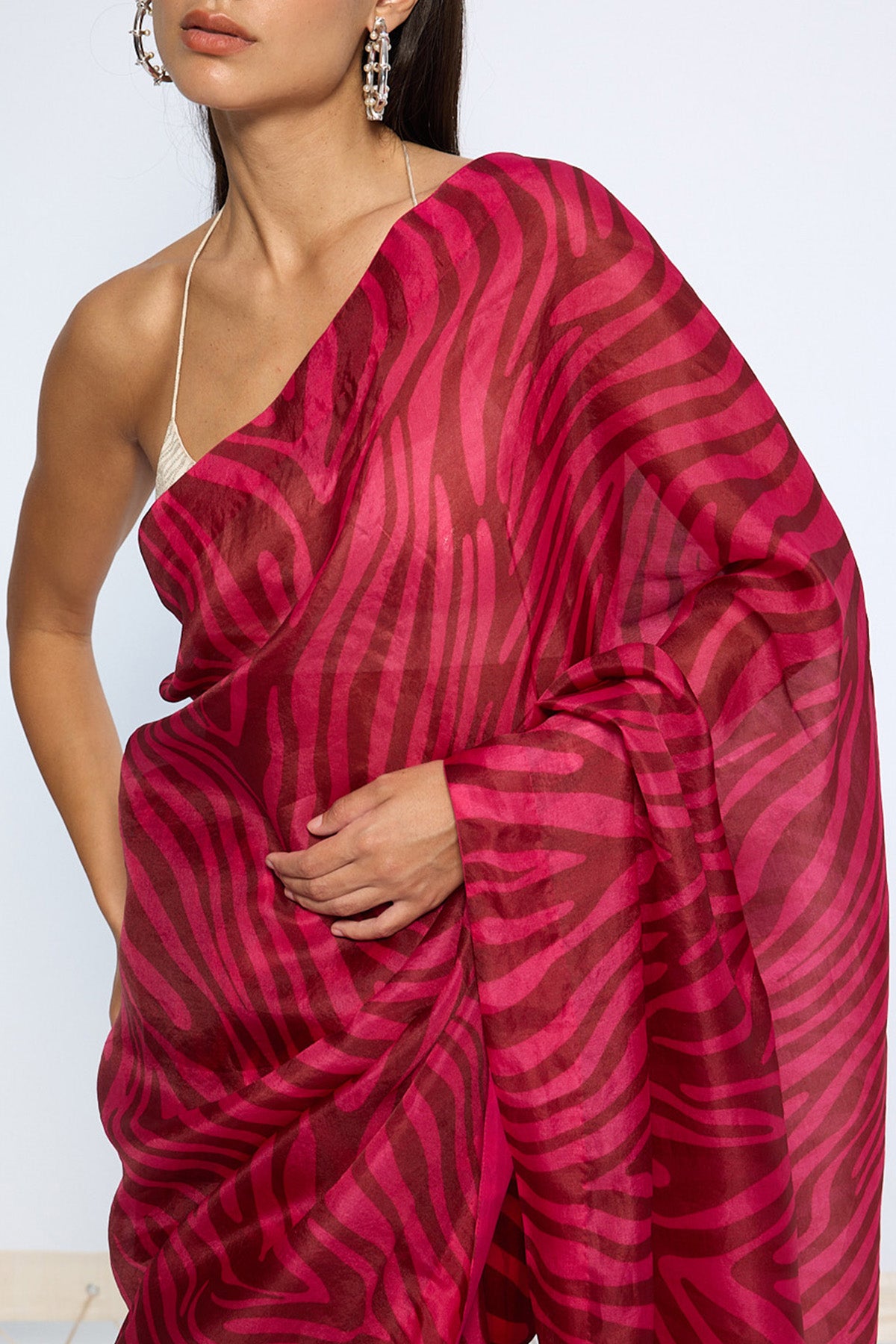 Pink Zebra Print saree