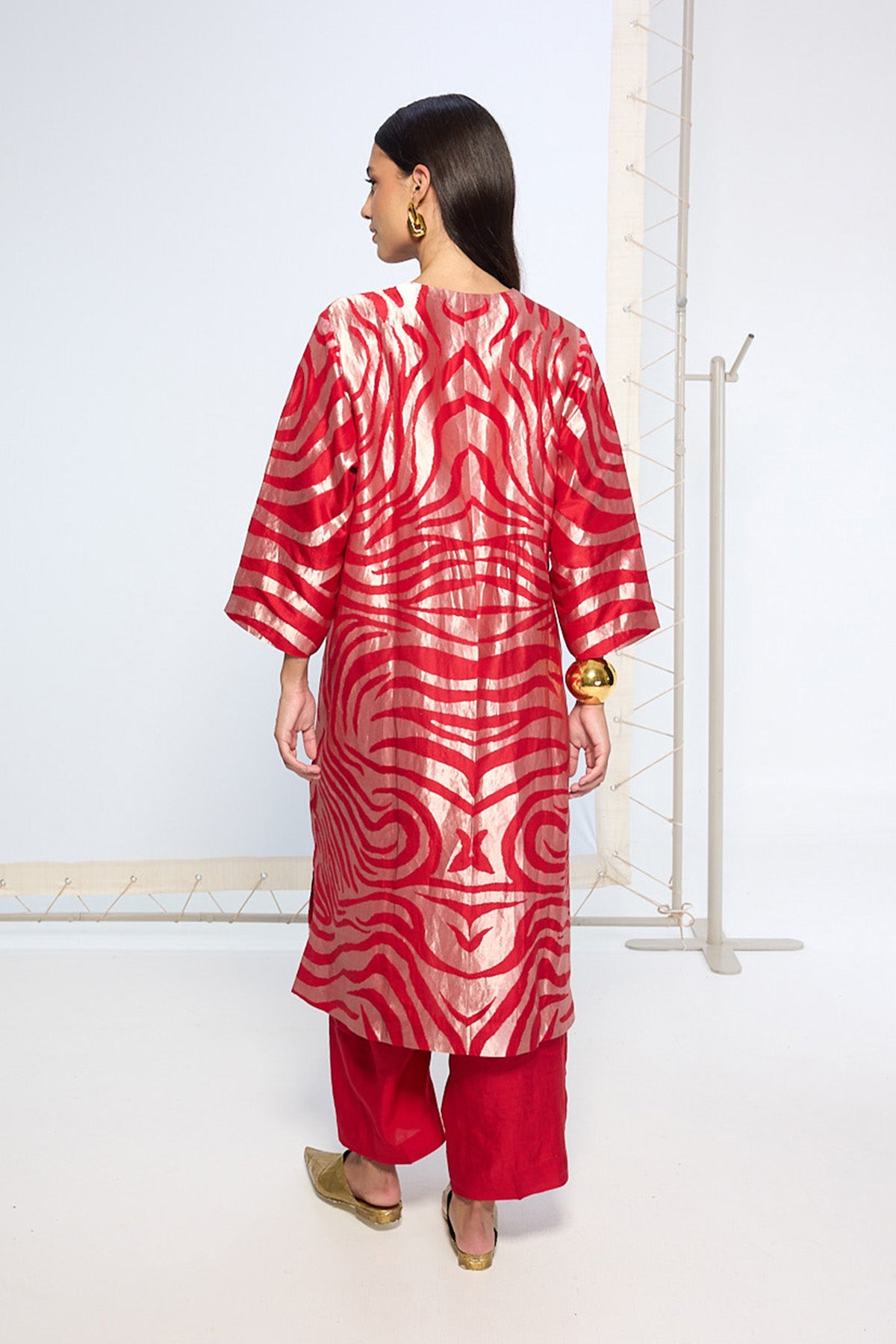Handwoven Classic Red Kurta Set