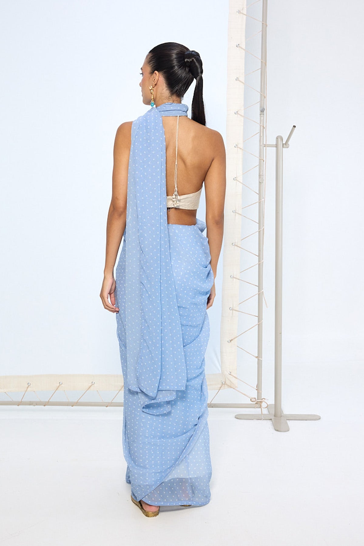 Blue Polka Dotted saree