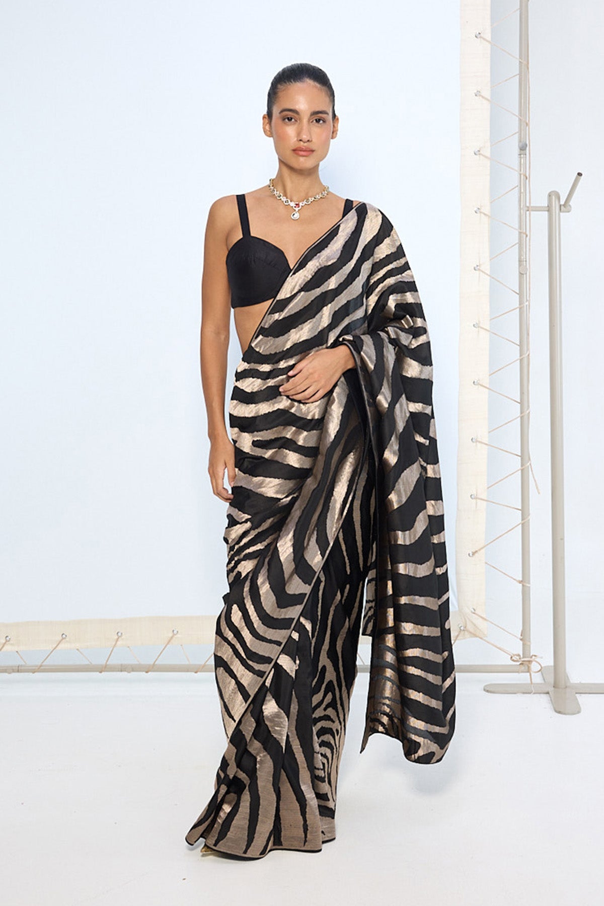 Handwoven Black & Silver Silk Saree