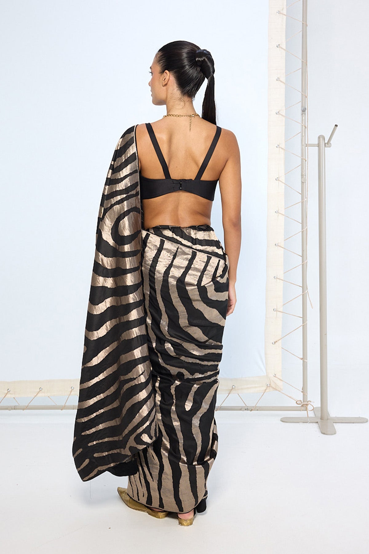 Handwoven Black & Silver Silk Saree