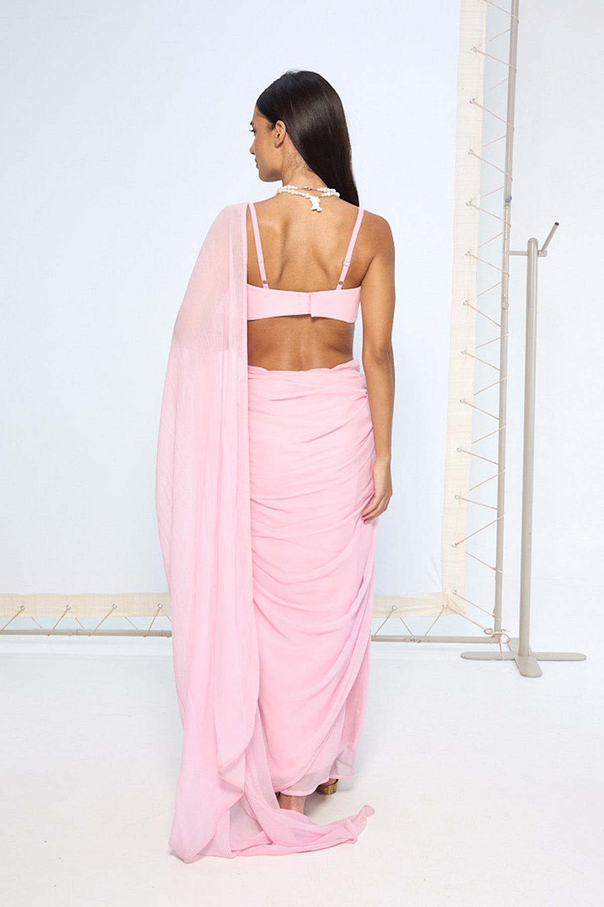 Blush Pink Brooch Saree