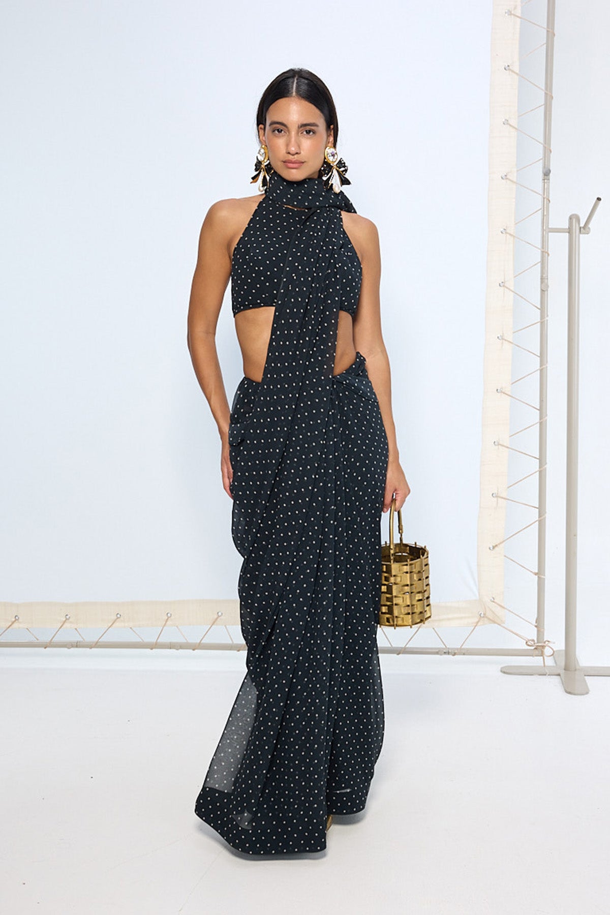 Noir Polka Dotted Saree