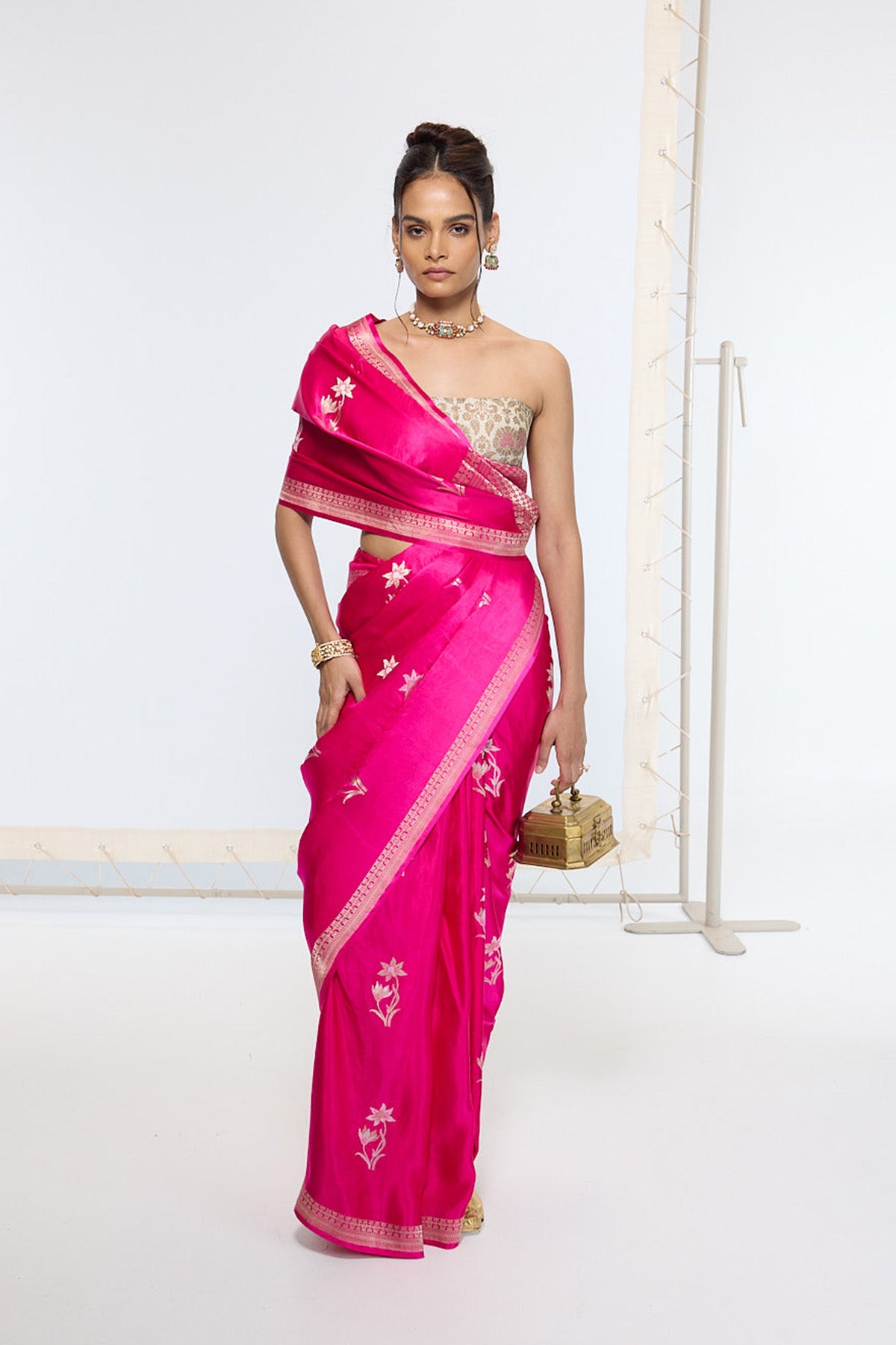 Handwoven Hot Pink Banarasi Saree