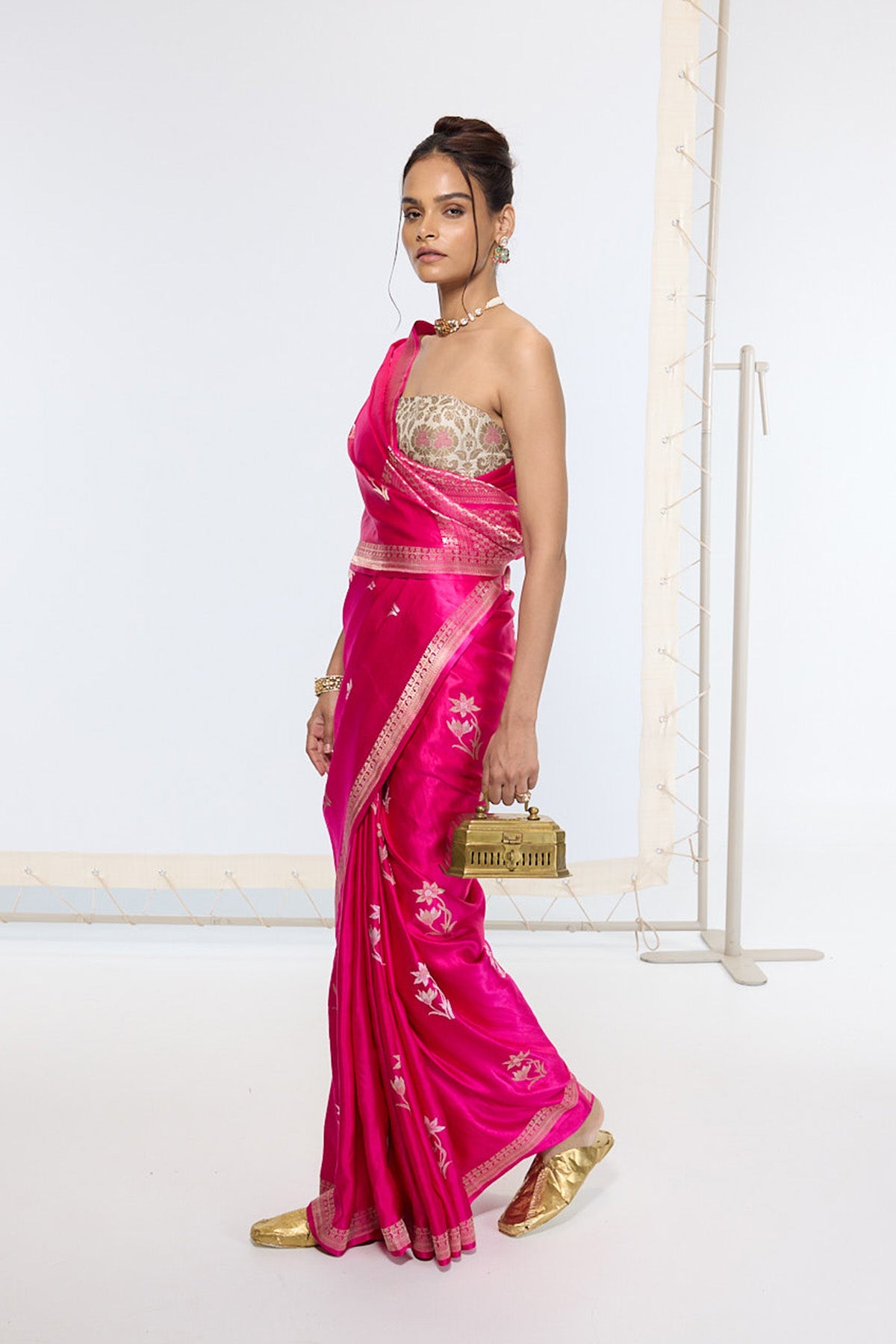 Handwoven Hot Pink Banarasi Saree