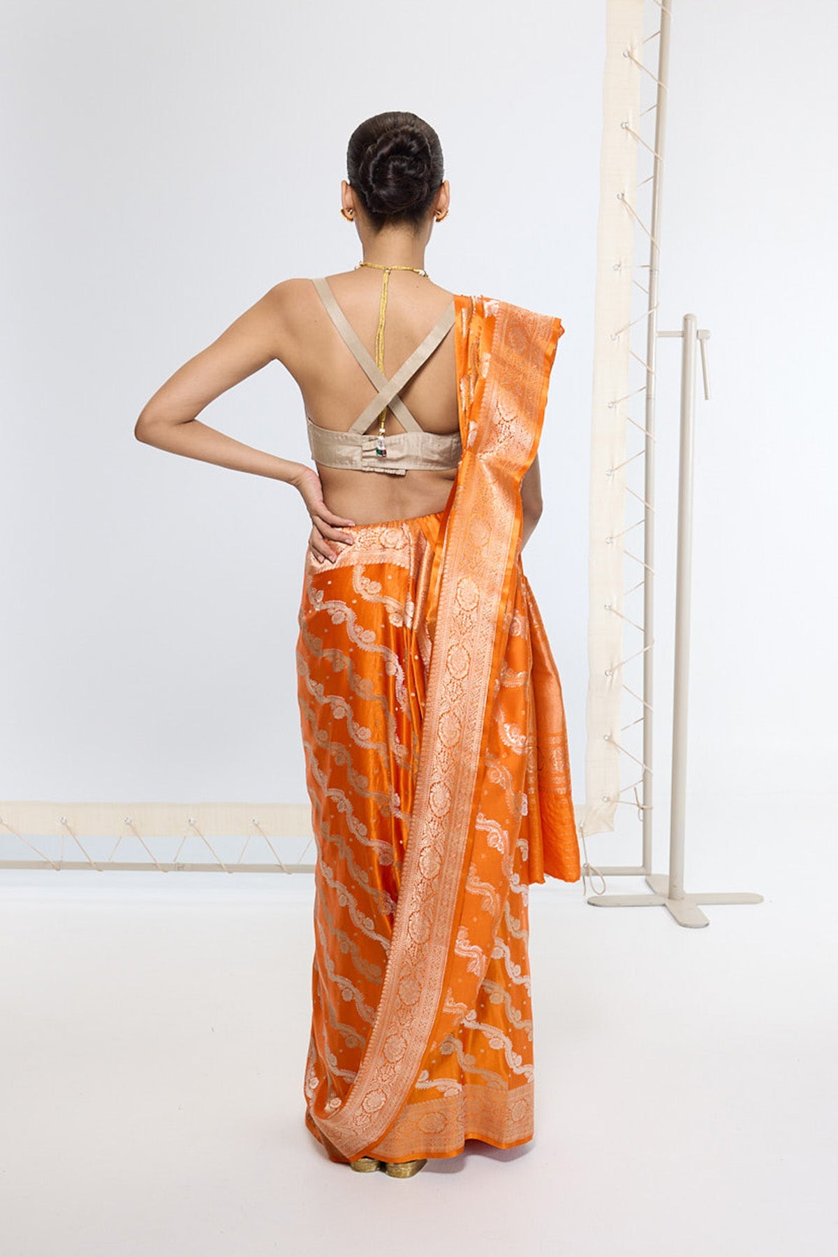 Handwoven Burnt Orange Banarasi Saree