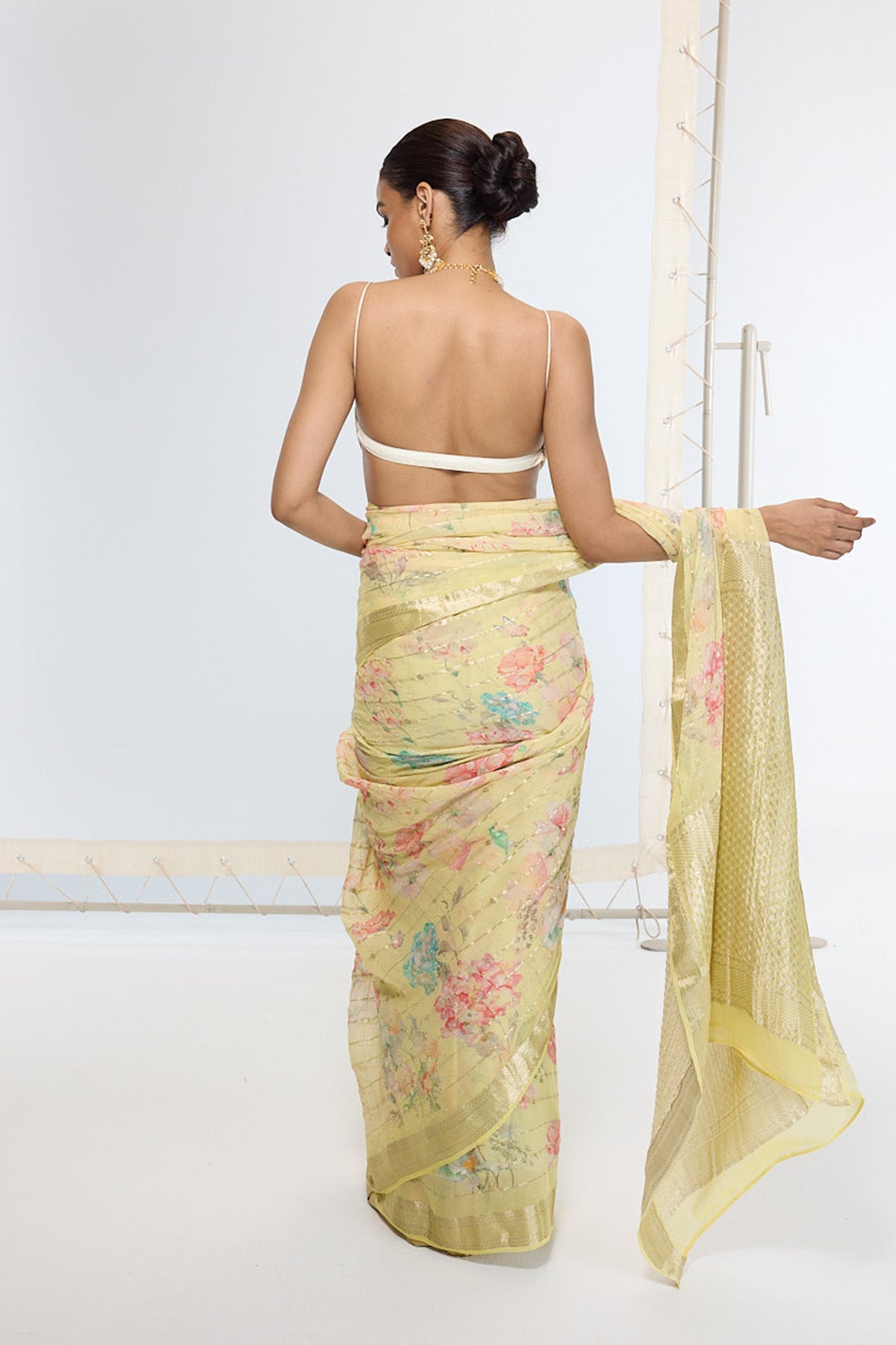 Handwoven Lime Green Printed Saree