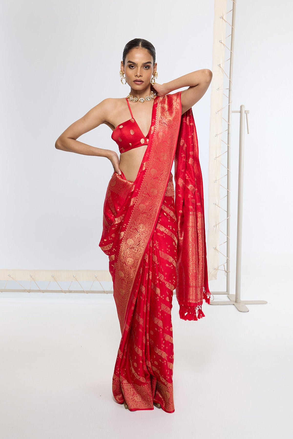 Handwoven Crimson Red Saree