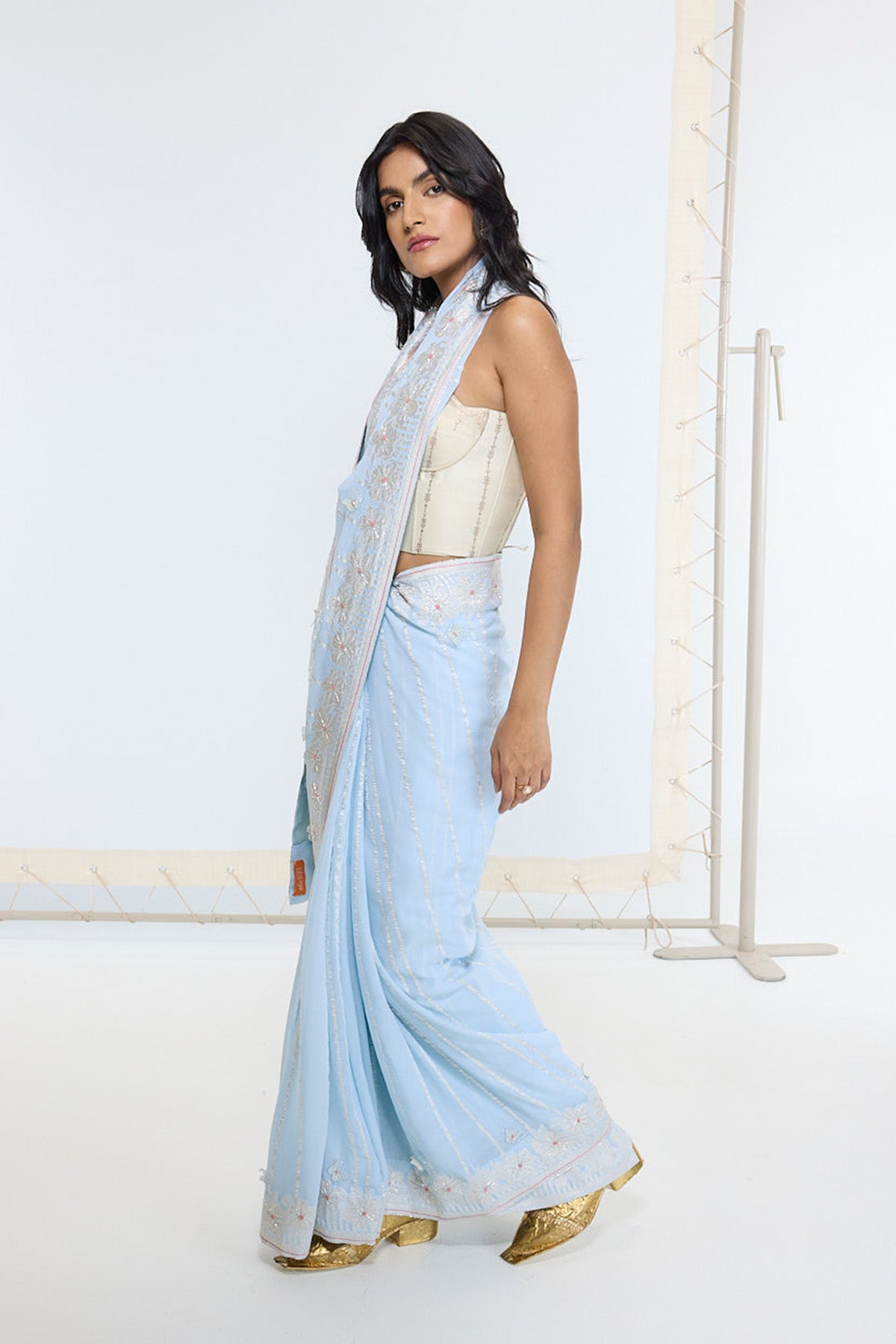 Handwoven Sky Blue Saree