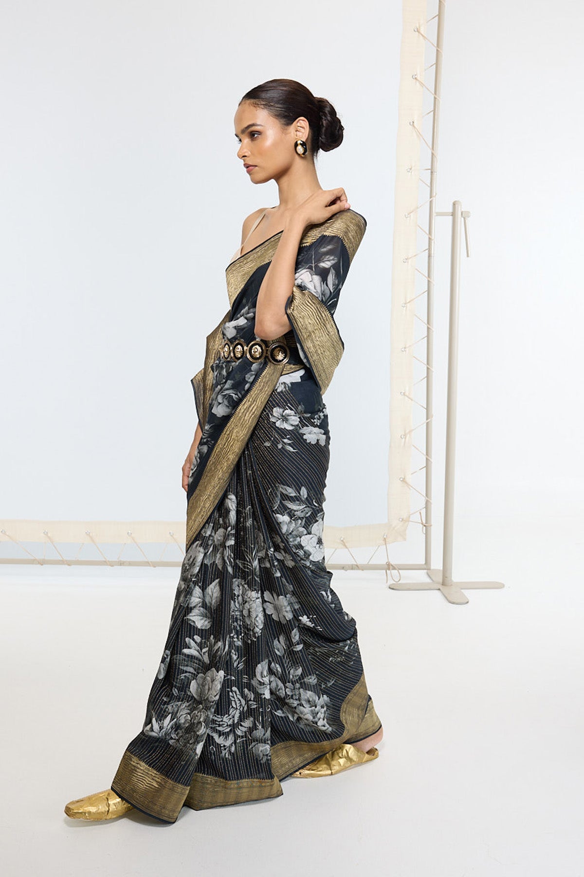 Handwoven Midnight Black Printed Saree