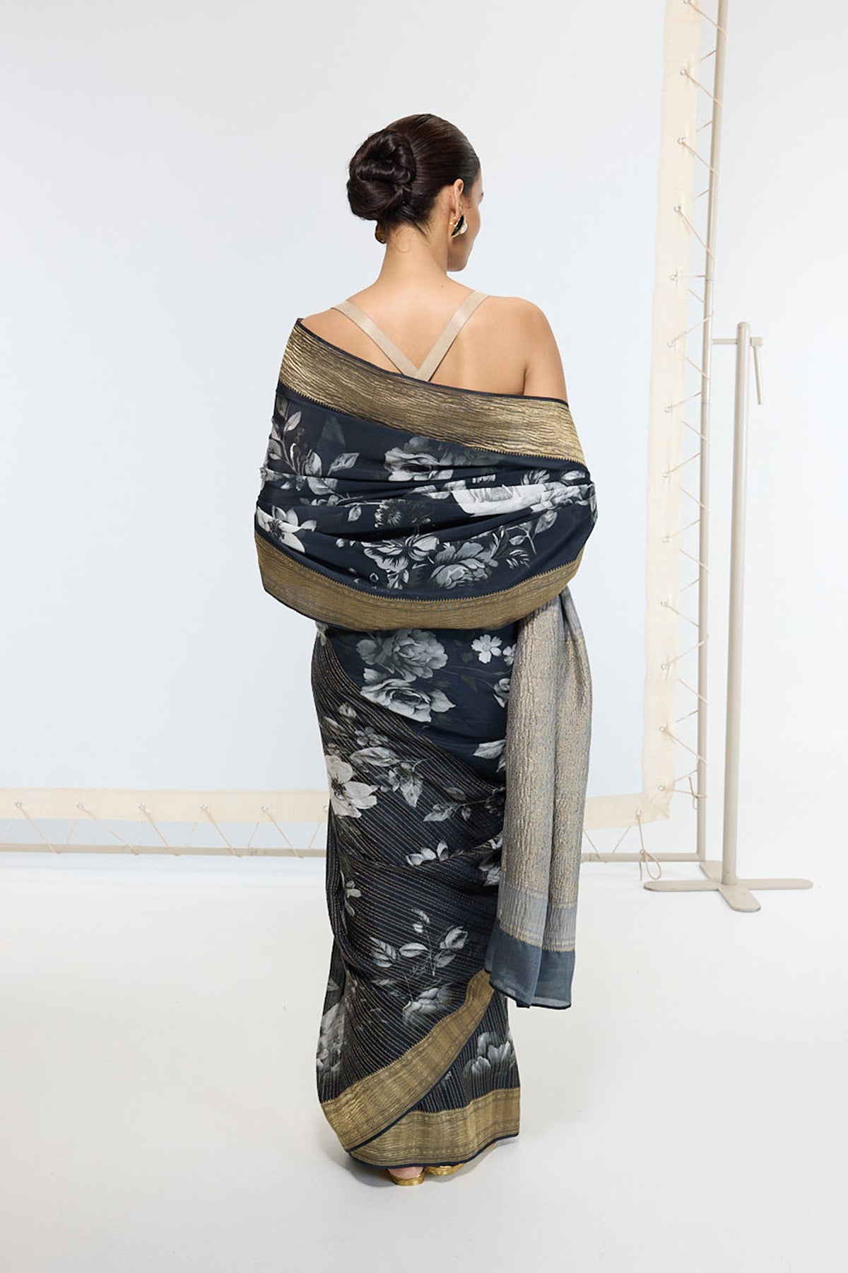 Handwoven Midnight Black Printed Saree