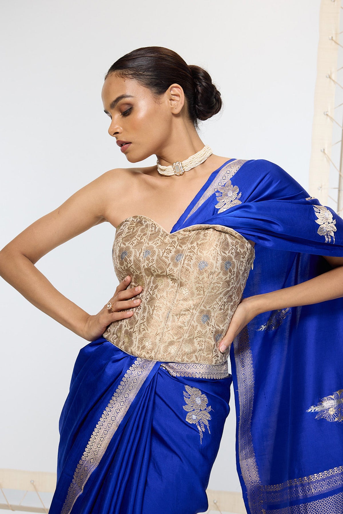 Handwoven Prussian Blue Saree