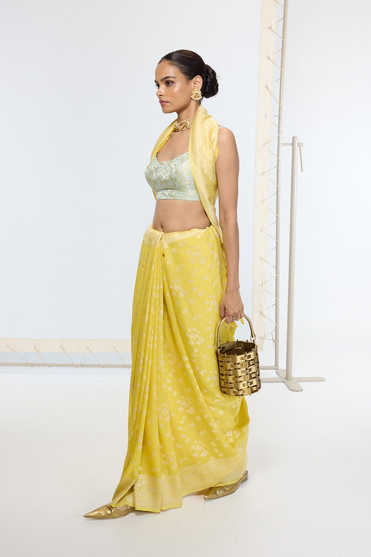 Handwoven Mustard Yellow Saree